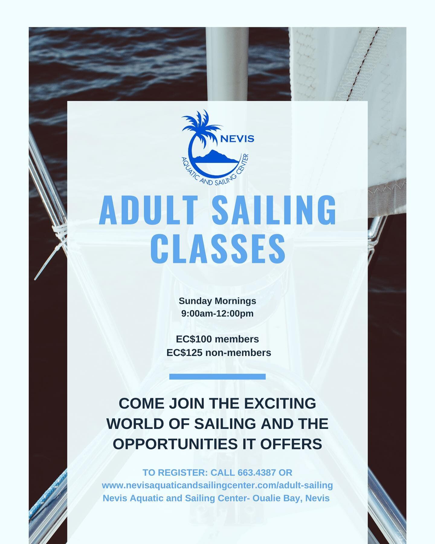 Adult Sail Sessions every Sunday morning. Join us!