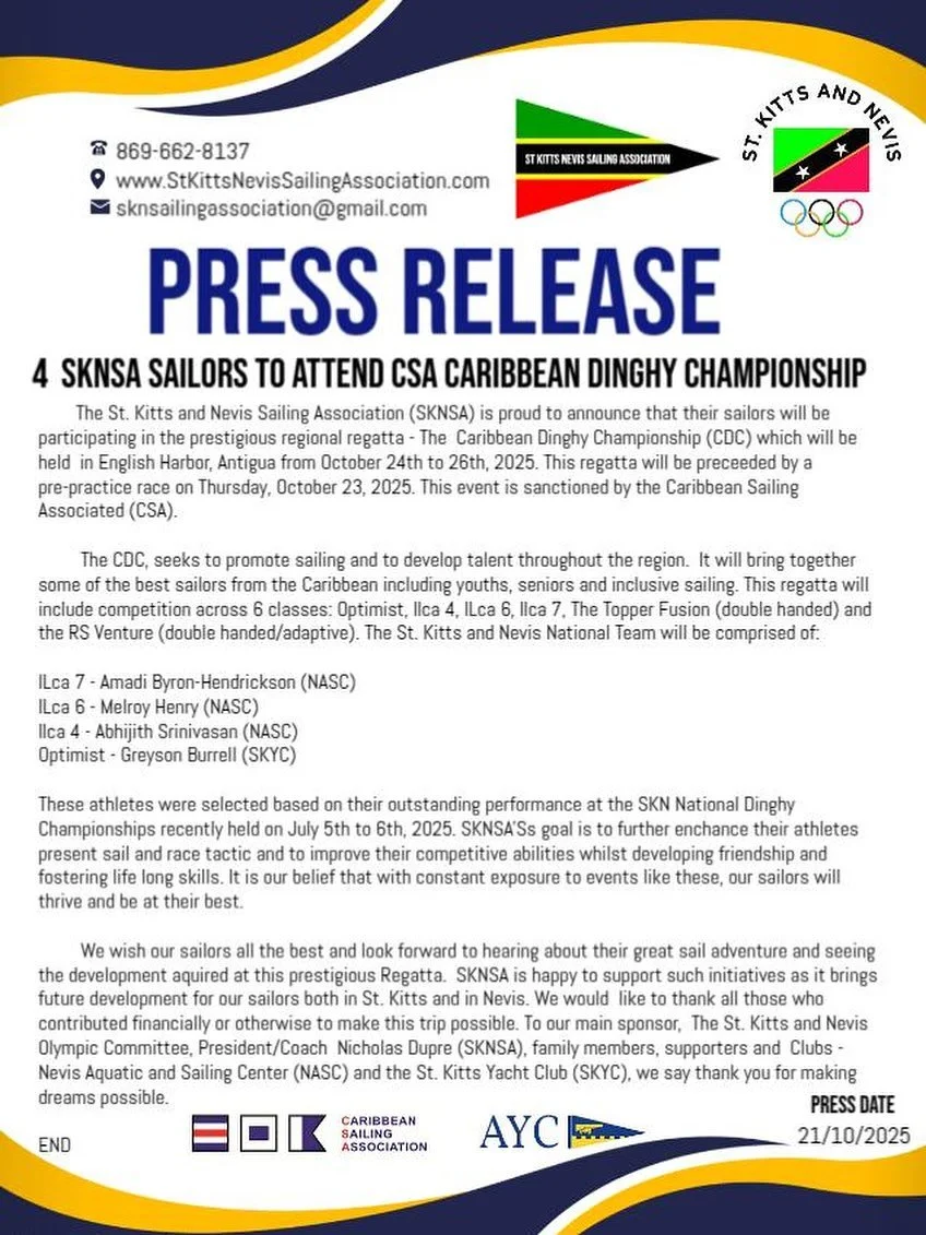 It’s that time of year again! Caribbean Sailing Association’s Caribbean Dingjy Championships hosted by the Antigua Yacht Club! Please join us in wishing Amadi, Melroy, Abhijith, Greyson and Coach Nicholas the very best this weekend. Wishi