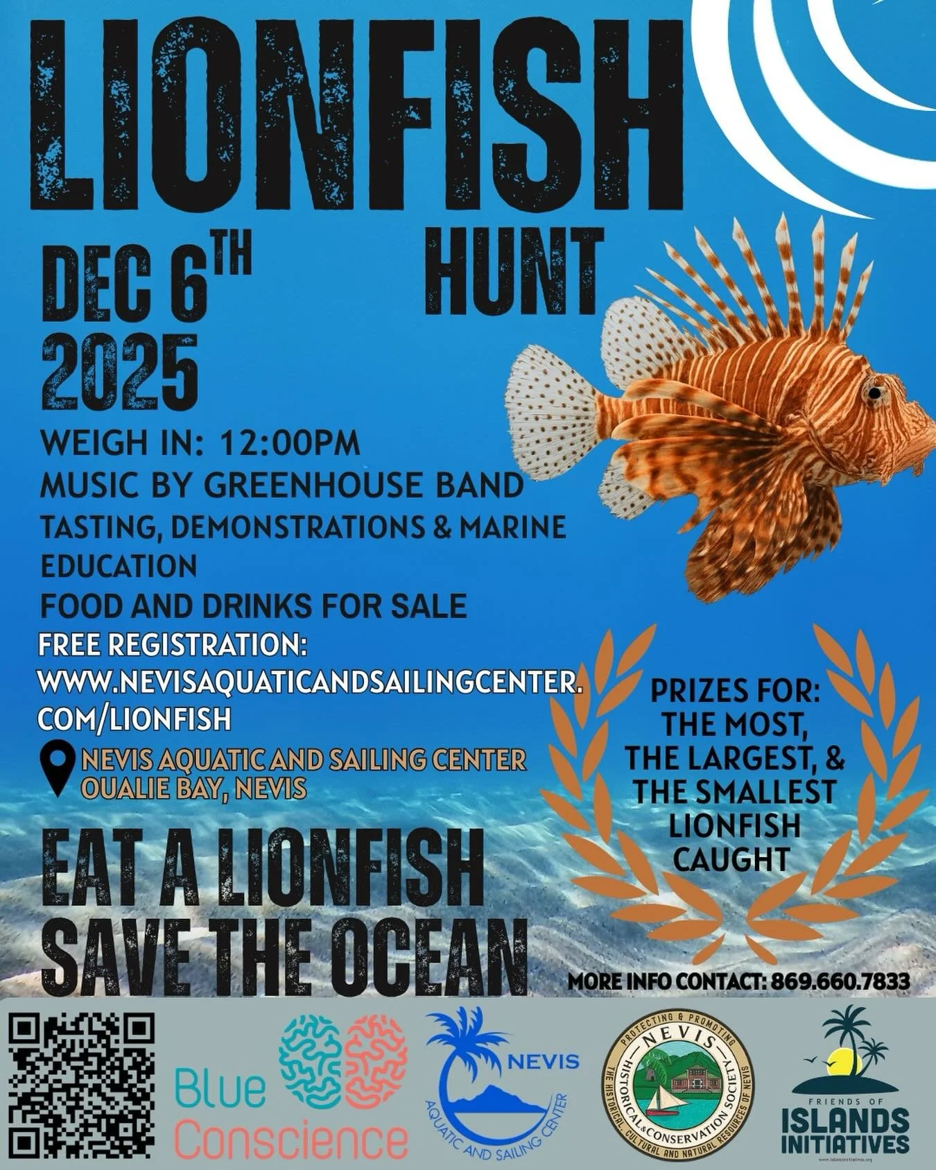 Join us tomorrow (Saturday) for our Lionfish Hunt!
🕛 12pm&ndash;4pm at NASC (Oualie Beach)

Come see the day&rsquo;s collected lionfish, enjoy fresh samples off the grill, watch live dissection demonstrations, and let the kids dive into a fun treasu