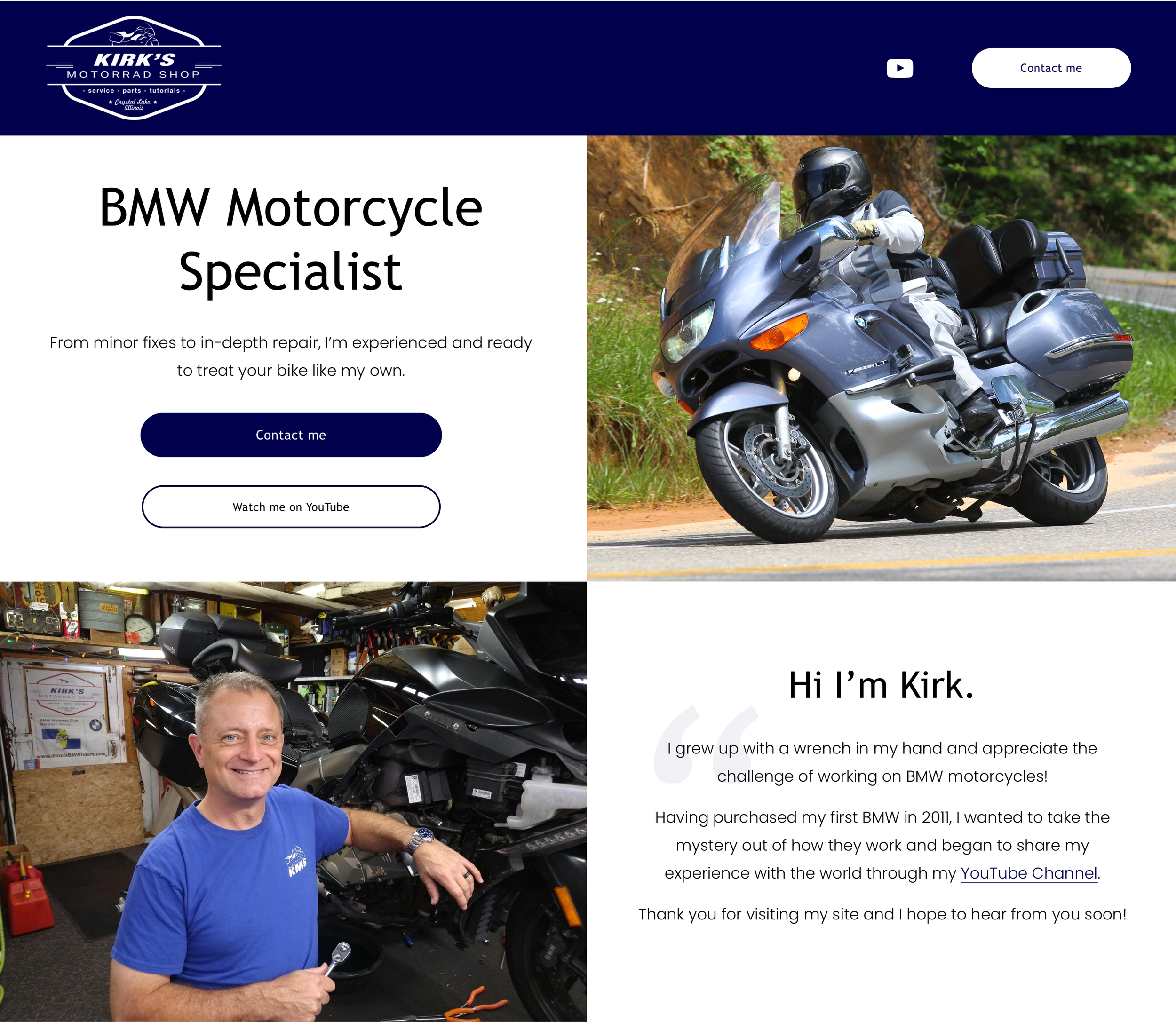 screenshot of Kirk's Motorrad home page