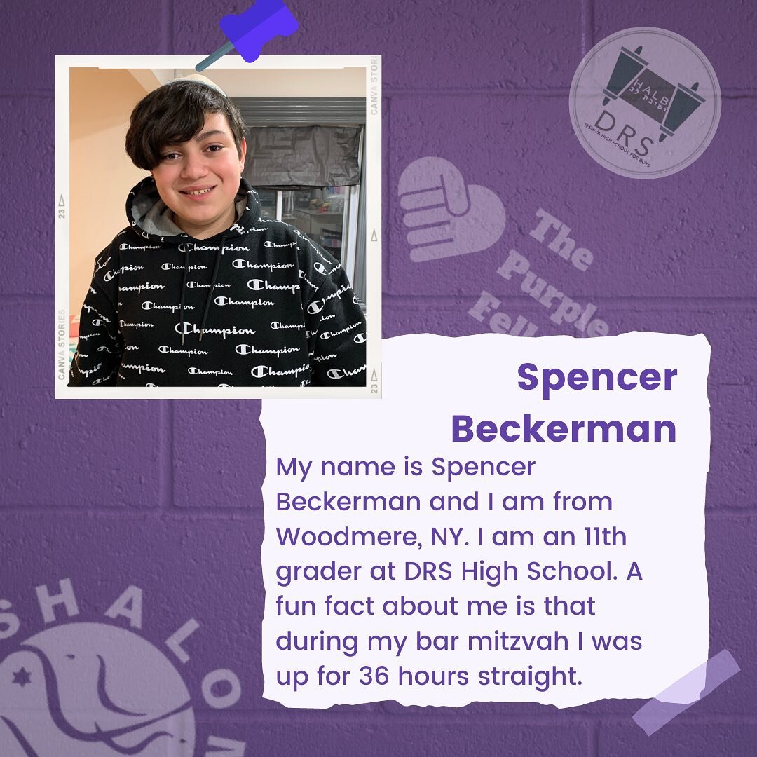 Meet Spencer Beckerman, a junior at @drshalb and one of the @shalomtaskforce Purple Fellows!