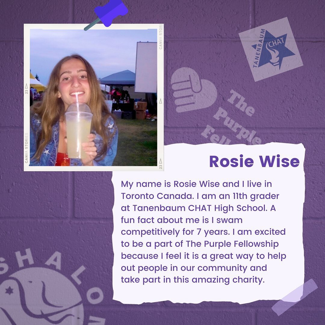 Meet Rosie Wise, a junior at @tanenbaumchat and one of the @shalomtaskforce Purple Fellows!