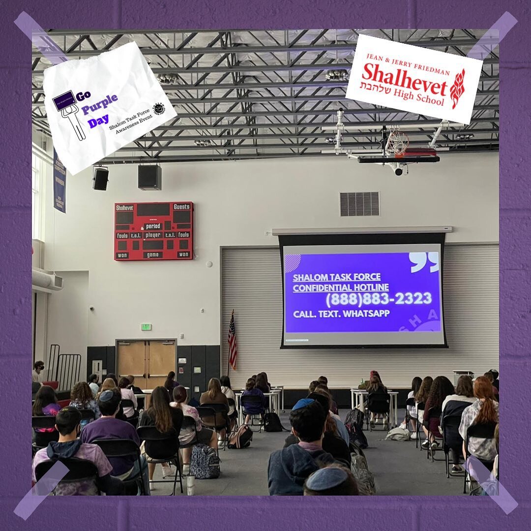 Check out these amazing pics from Go Purple Day at @shalhevethighschool ! Thank you to our Purple Fellow, Eliana Khoobian, Ms. Hametz, and everyone who made the day such a success!