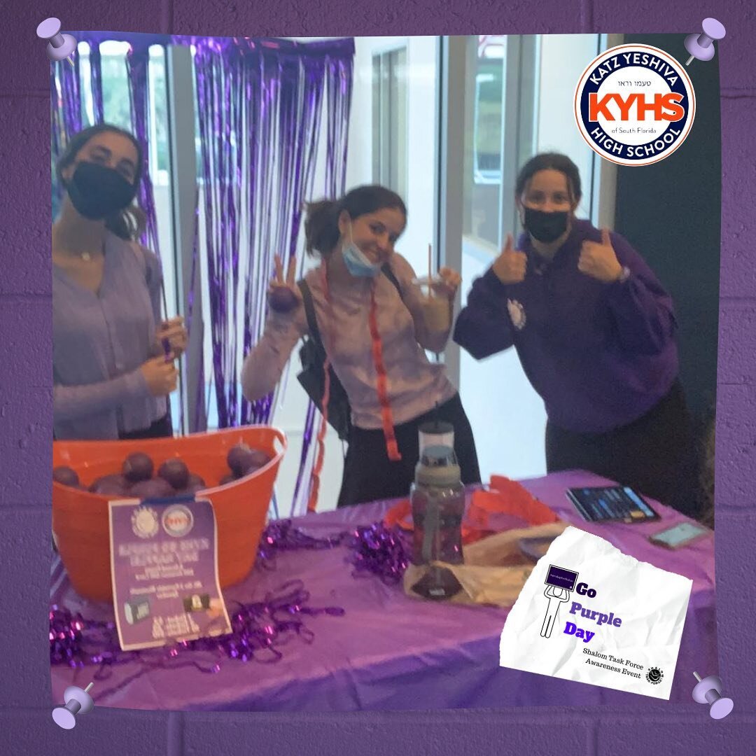 Great pictures from Go Purple Day at @kyhs_storm Thank you to our Purple Fellows, Kira and Molly, Rabbi Wolk, Mrs. Kaminetsky, and everyone who made this day such a success!
