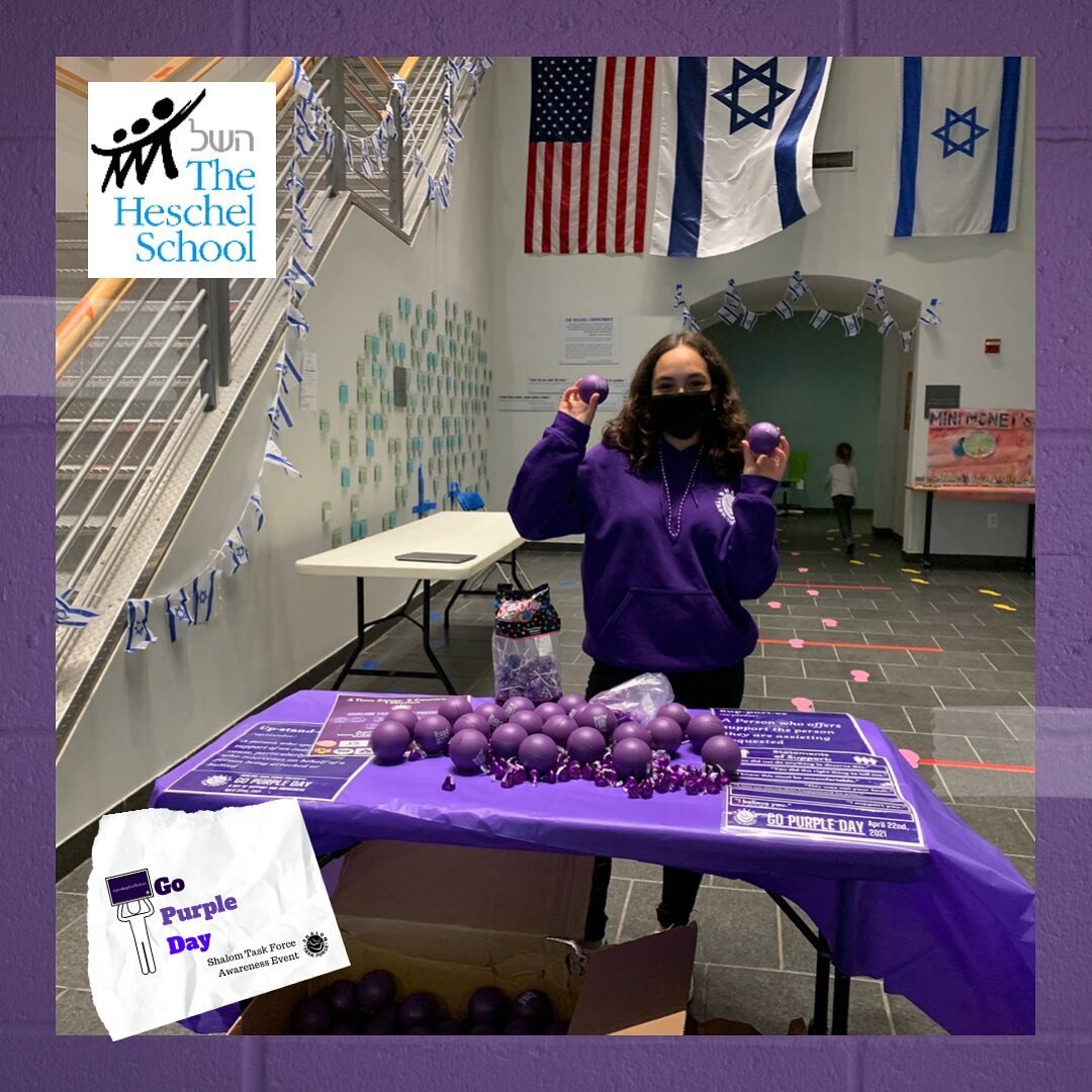 Check out these great pictures for Go Purple Day at @theheschelschool ! Thank you to our Purple Fellows, Anna Khorets, Charlie Covit, Rachel Shela, Risa Lippe, and Talia Namdar Cohen, Mr. Davis, Ms. Sebert, and everyone who made the day such a succes