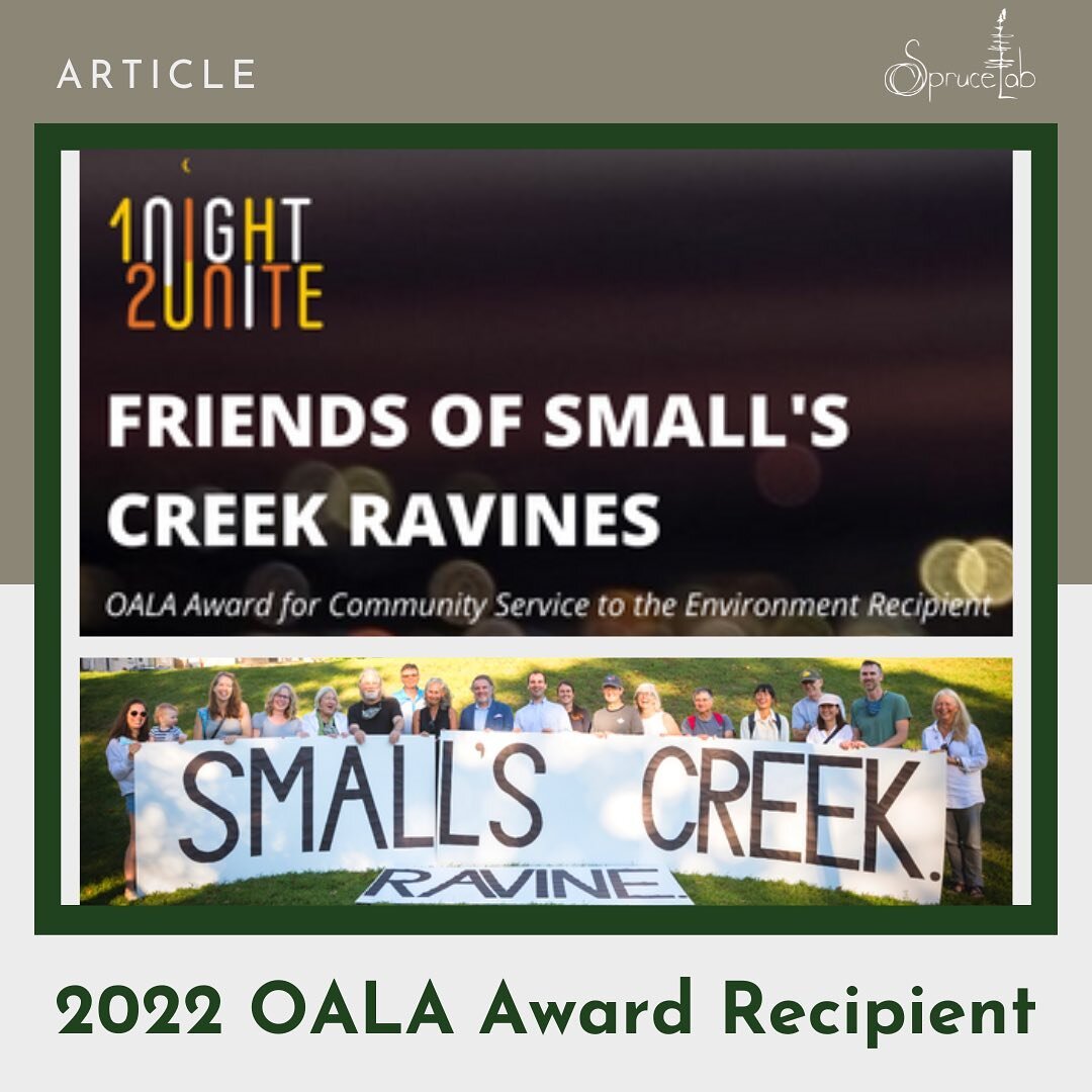 Congrats to Friends of Smalls Creek, who received the OALA Award for Community Service to the Environment! This award recognizes the contributions of sustainable design solutions leading to the improvement of the environment and community. SpruceLab&