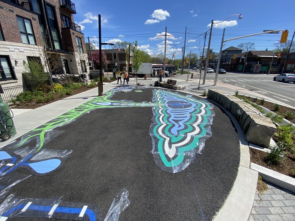 Raindrop Plaza installation in progress