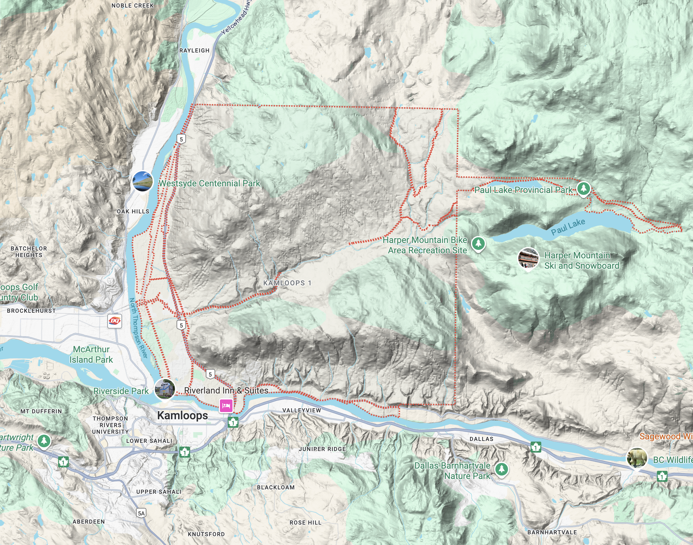 Tk̓emlúps te Secwépemc land (source: Google maps)