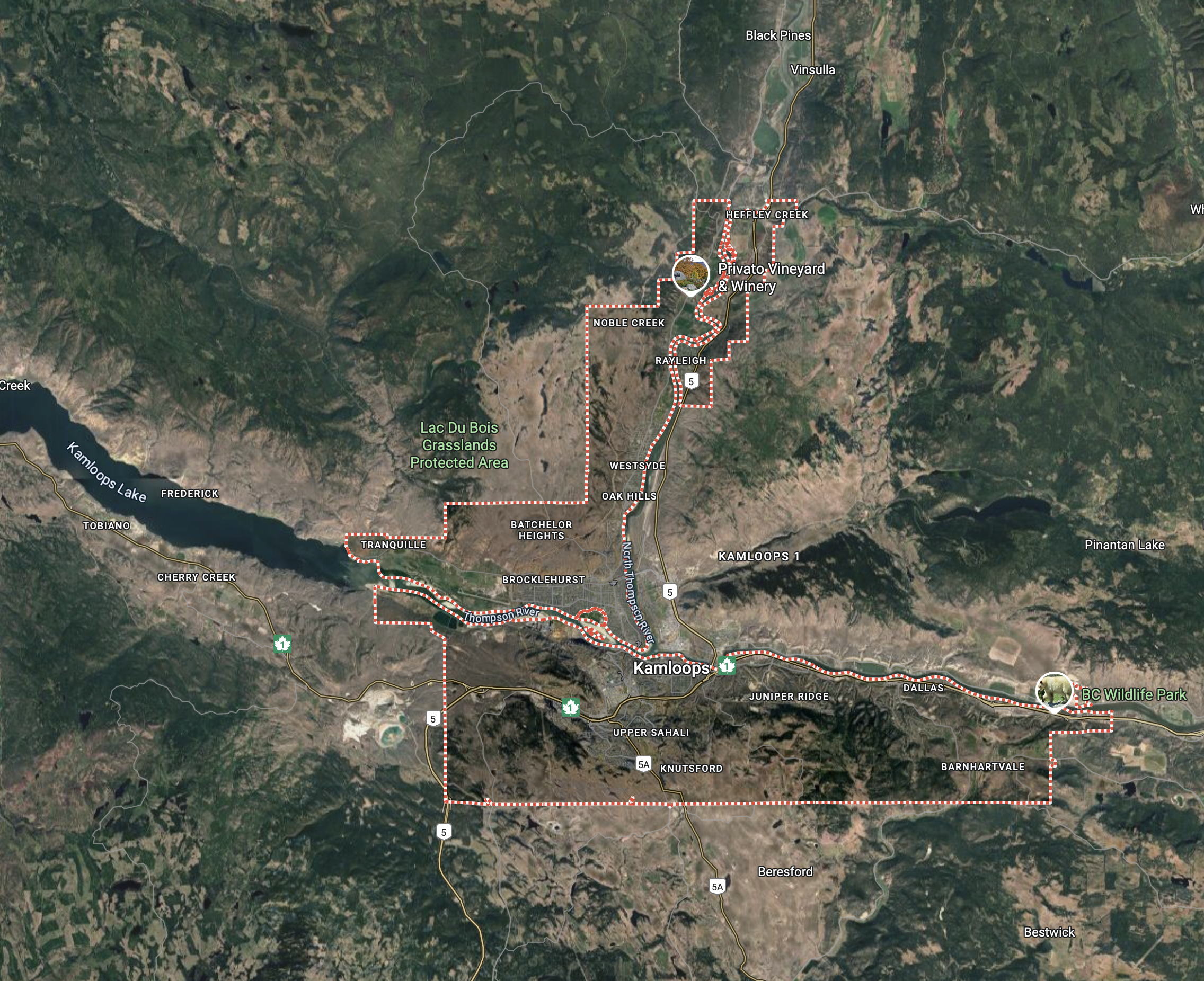 Kamloops and surrounding area (source: Google maps)