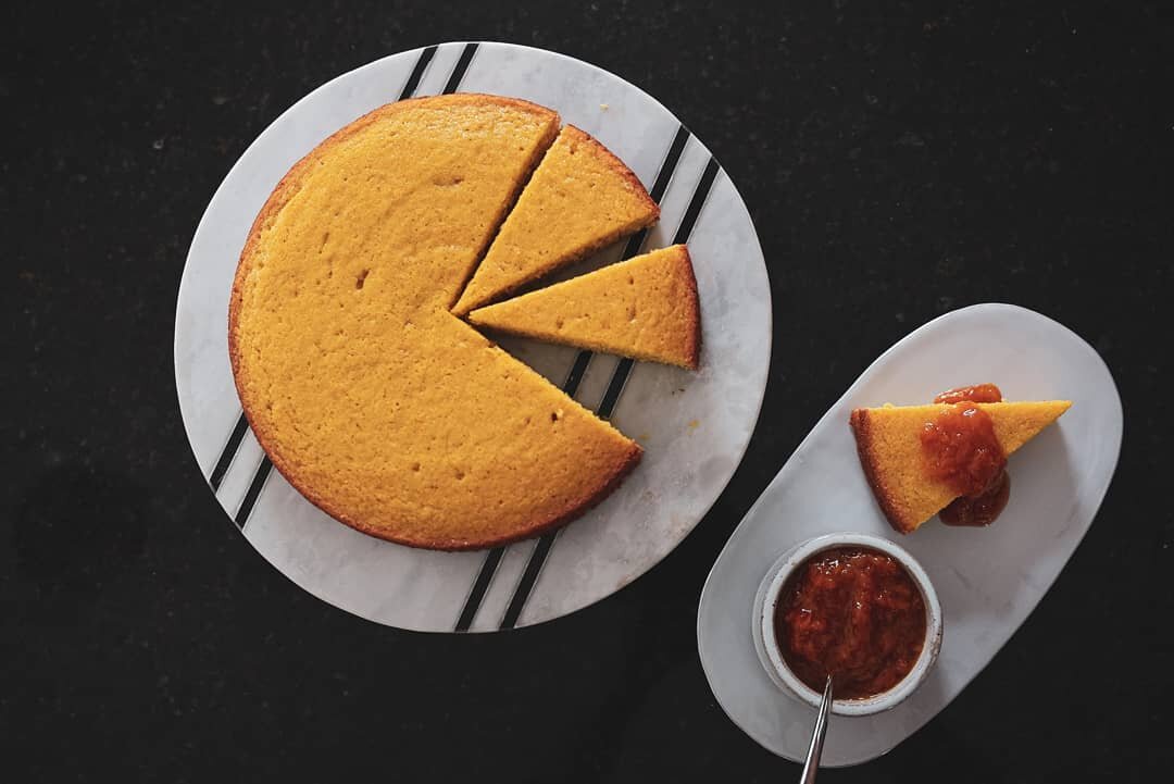 Orange Polenta Cake with Apricot Compote 

Recipe now on saltonionmoon.com under the little yellow table

📷: @james_culcasi 

#citruscakes #polenta #driedapricots #simpleanddelicious #saltonionmoon #comfortfood
