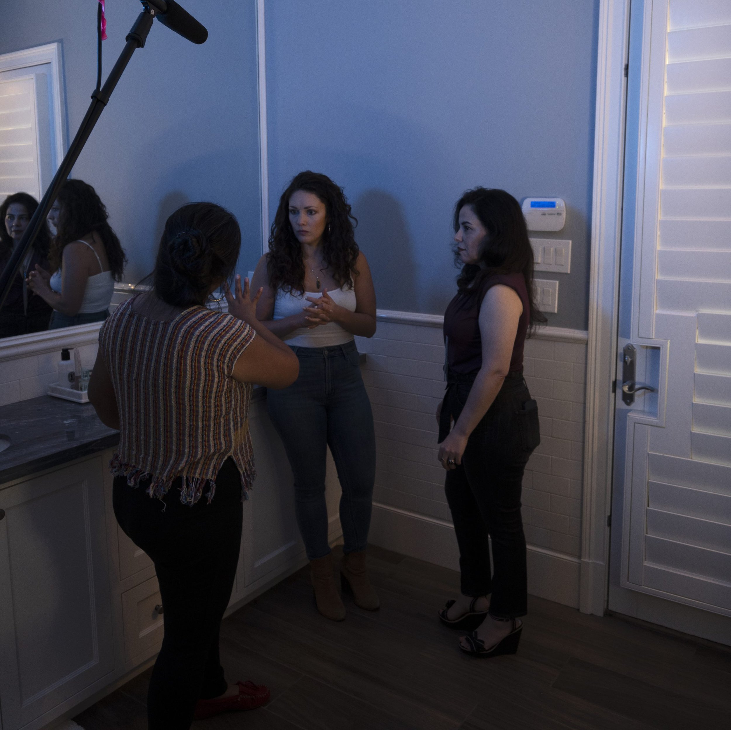 BTS on the set of Ride or Die with director, Amelia Rico, & co-star, Adriane Miller