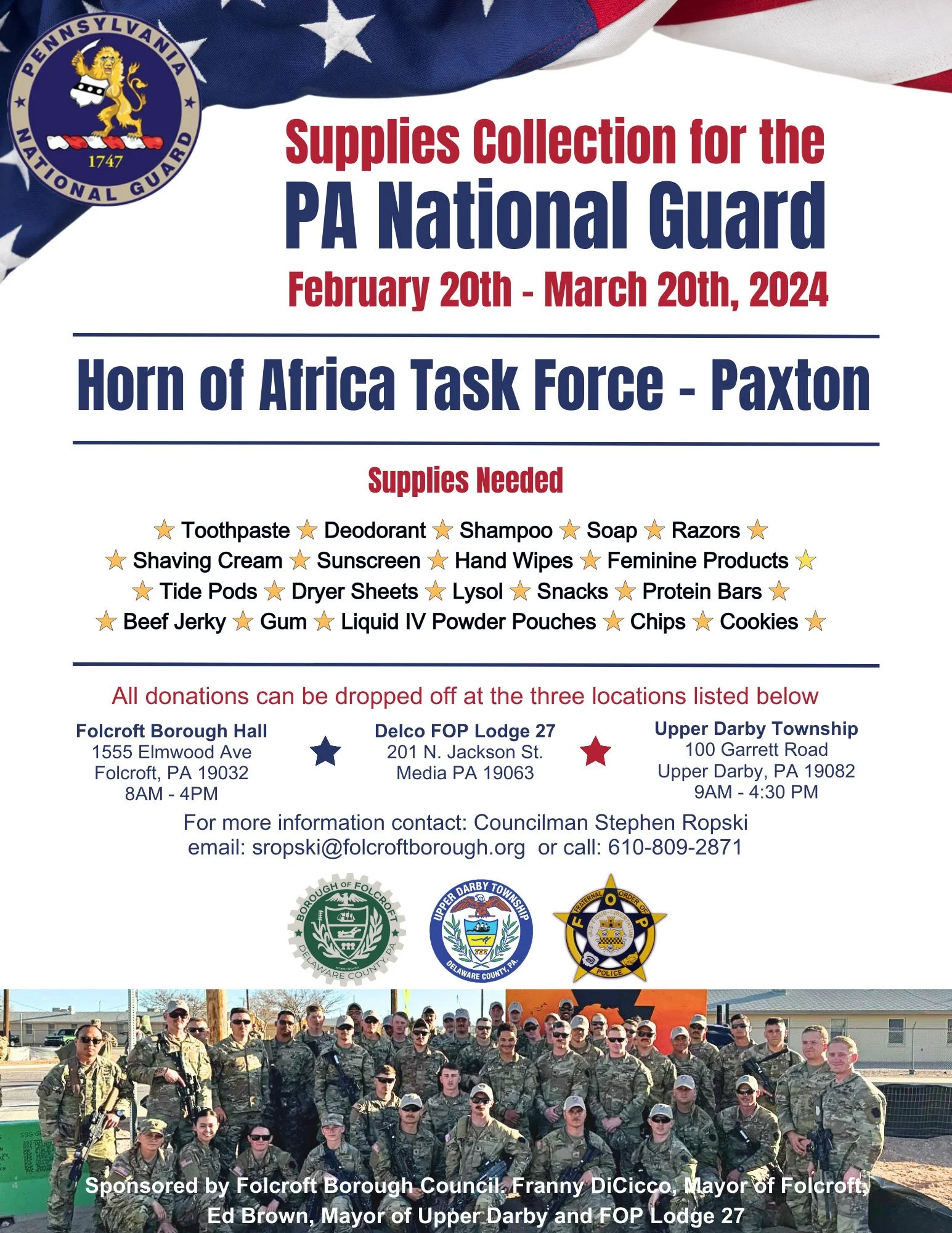 Donate Supplies to PA National Guard Your Help Needed! — The Borough