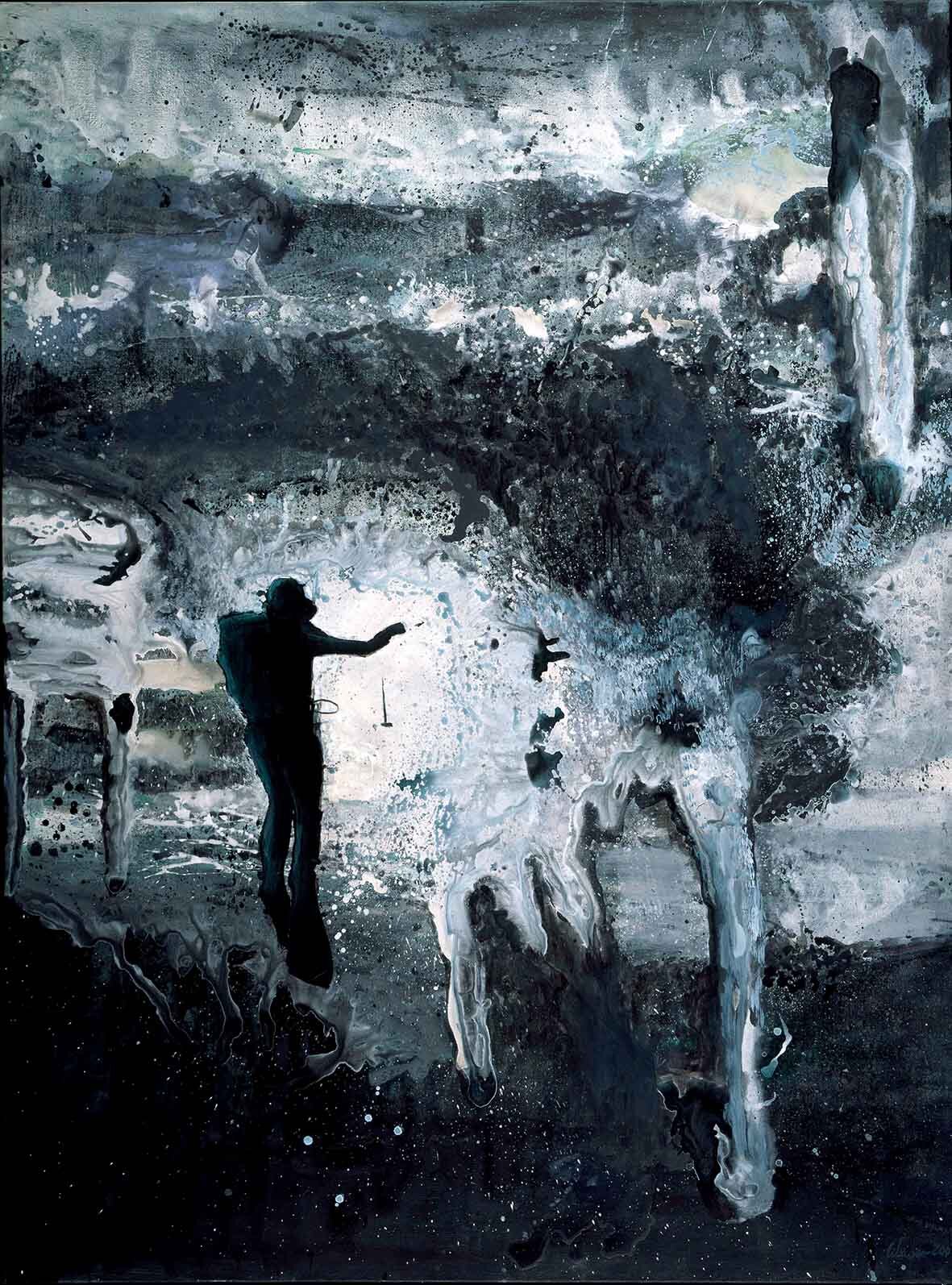 WALKING UNDER ICE, 2009, acryl on canvas, 230 cm x 180 cm