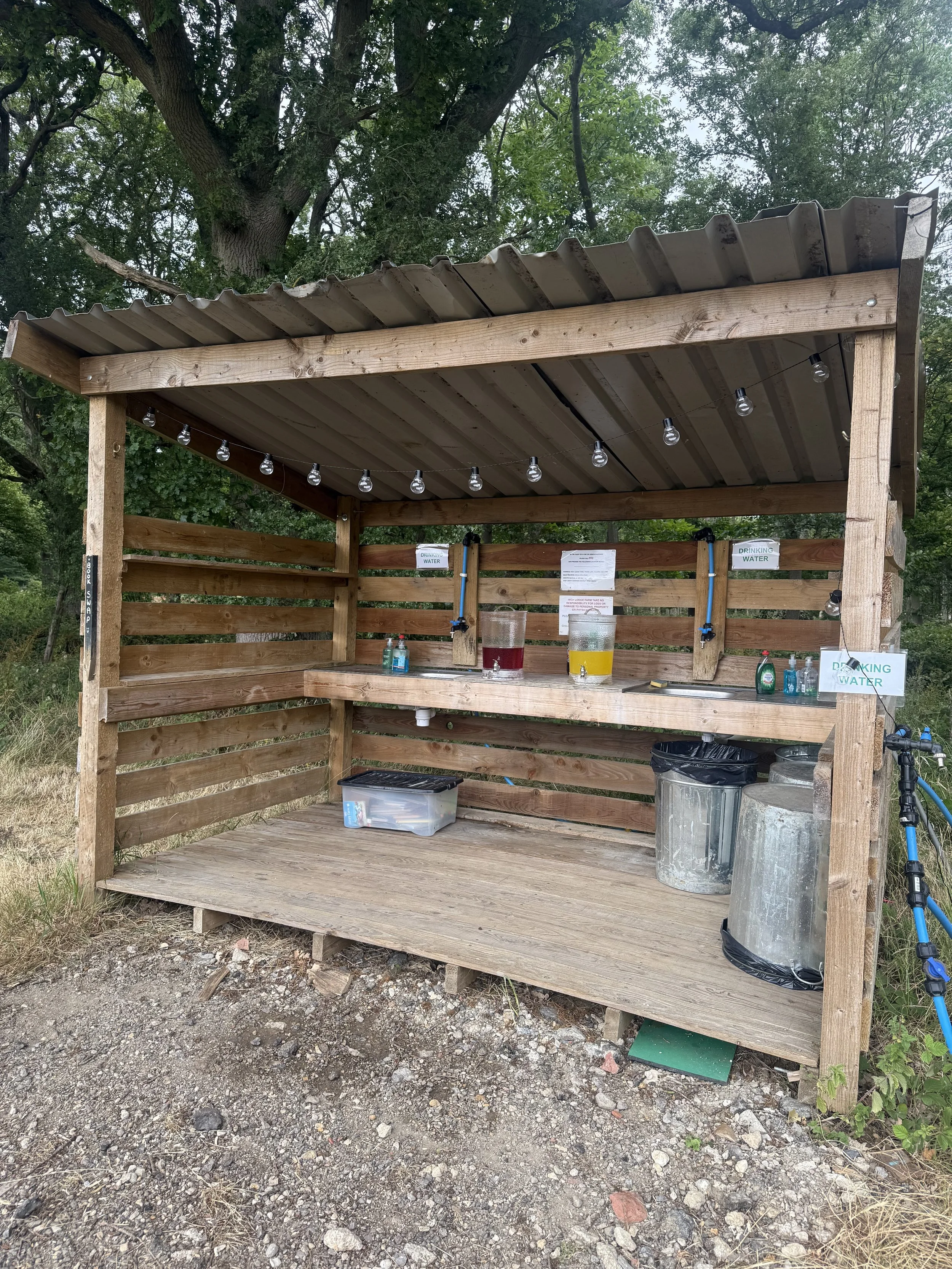 Washing up station at High Lodge Farm