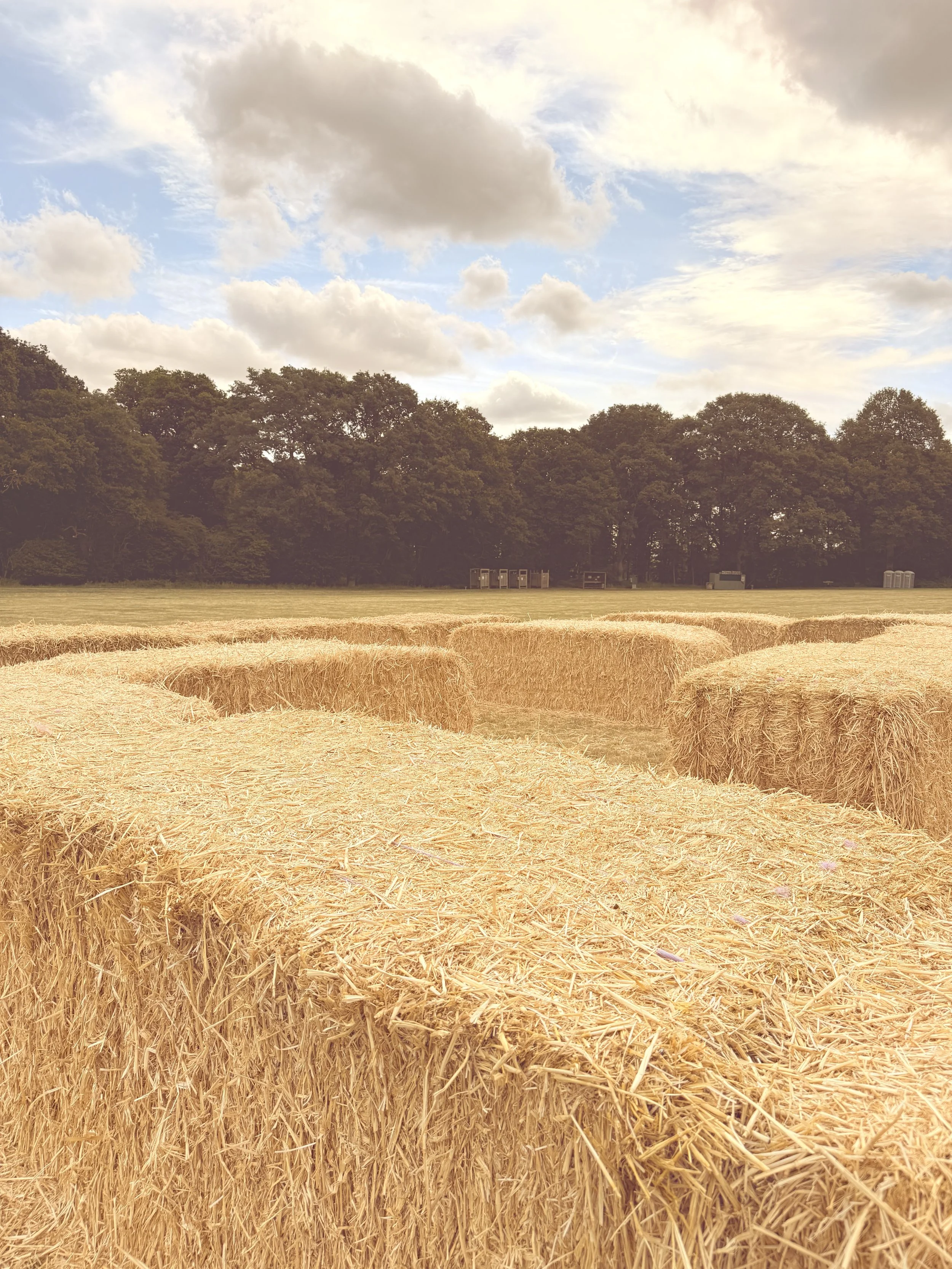 Straw bale play area in the main campsite