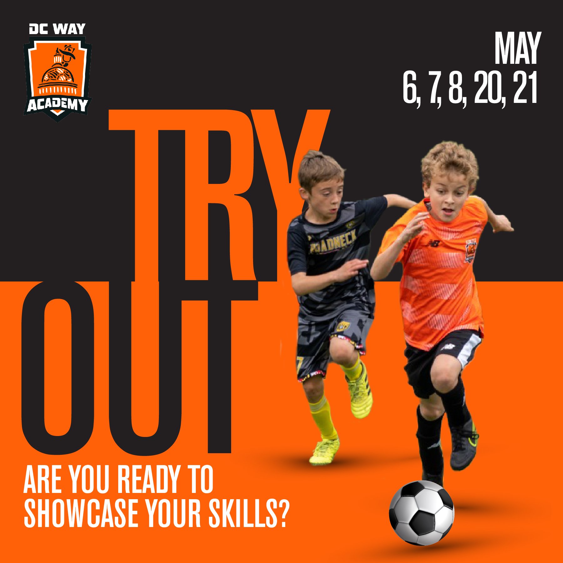 🔥 Ready to leave your mark on the field? 

📢 Calling all future soccer stars! The countdown has begun, and we want YOU to join us on the pitch for our upcoming tryouts! 👊

Open to 2011-2017 Boys and 2010-2017 Girls, our tryouts offer the perfect o