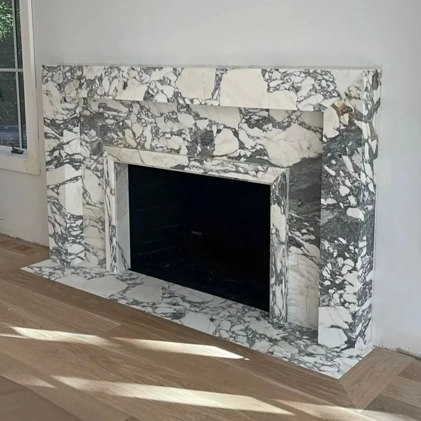 Apuano custom marble fireplace in Long Island, New York by Intermarble