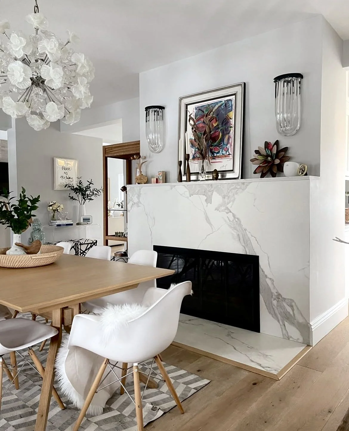 Modern marble slab fireplace by Intermarble in Long Island, NY