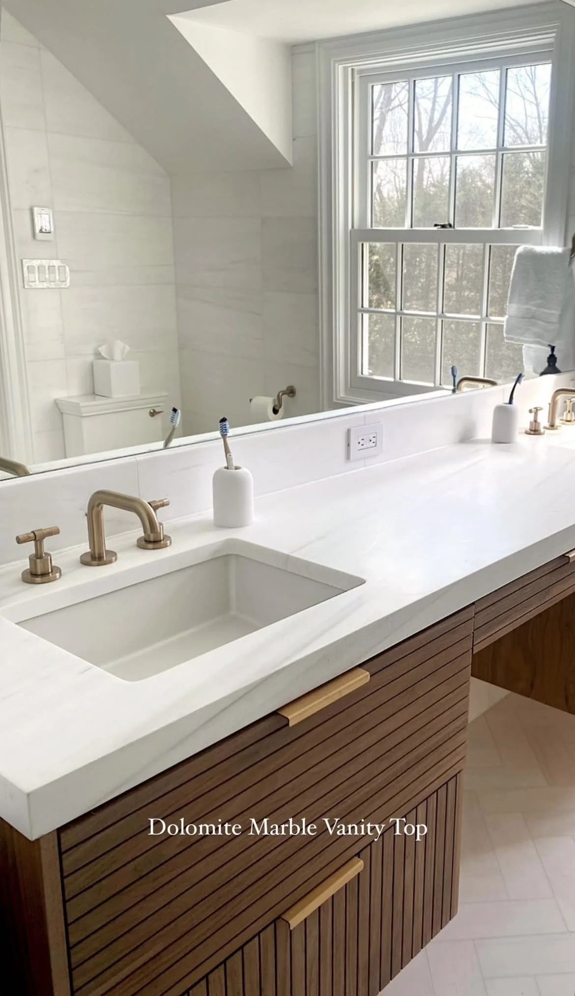 Dolomite marble vanity top by Intermarble. Port Washington, New York. 