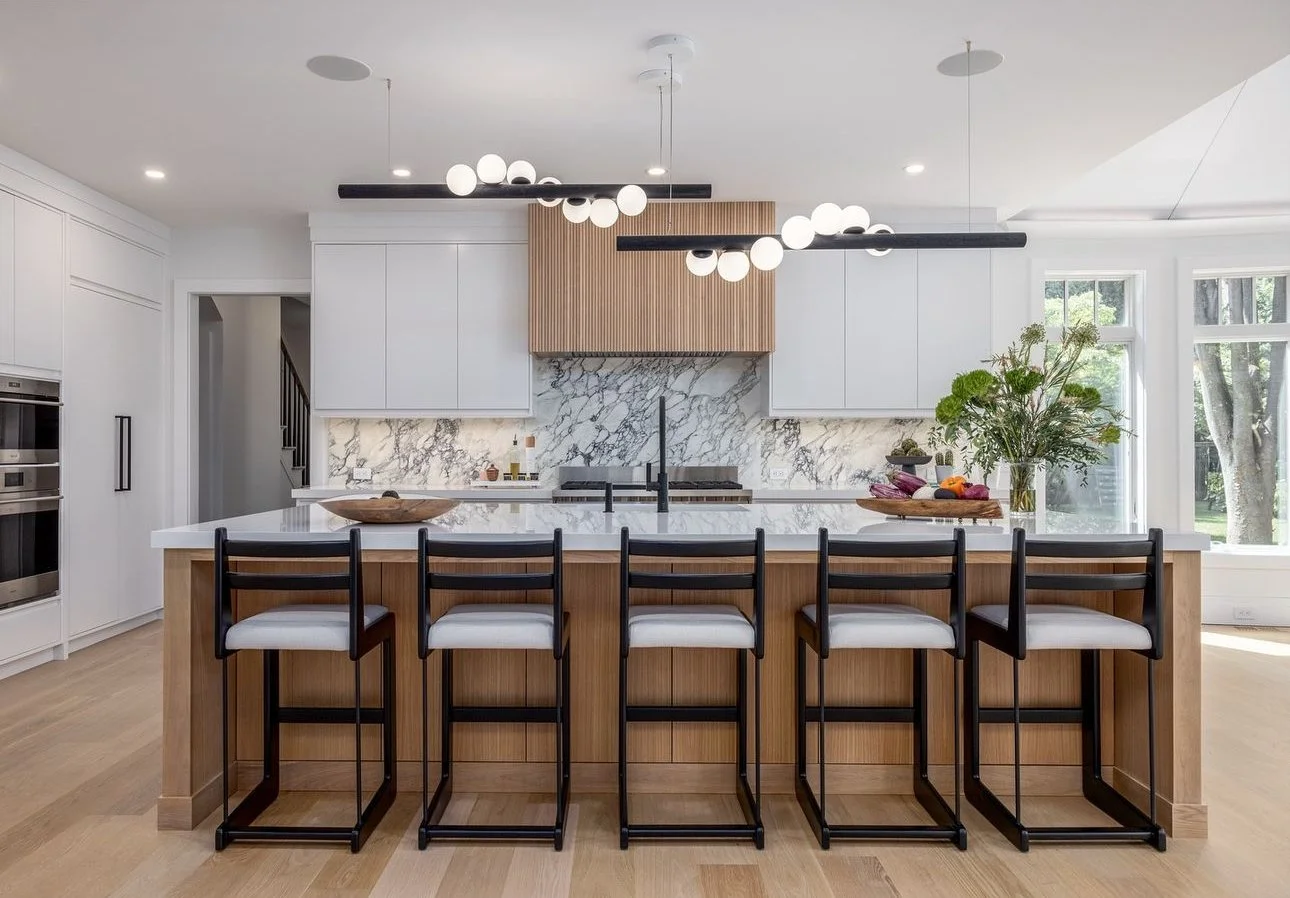 modern kitchen island and backsplash by intermarble in long island, new york
