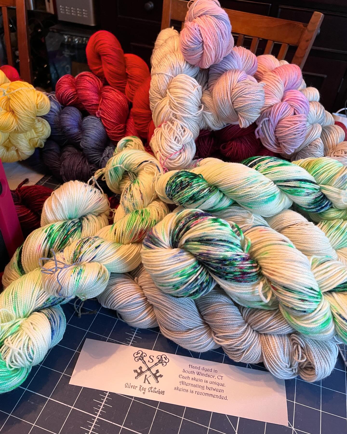 Moving on to labeling this pile&hellip; #handdyedyarn #labeling #thatsalottayarn #alltheyarn