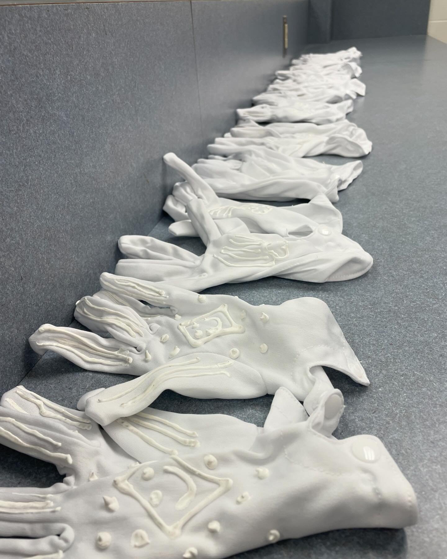 Tales of a Wardrobe Mistress&mdash;the show was yesterday. My jazz class wore gloves and because there was cartwheeling and gloves are slippery, I added puff paint to the palms of said gloves&mdash;and I did a different design on each pair so everyon
