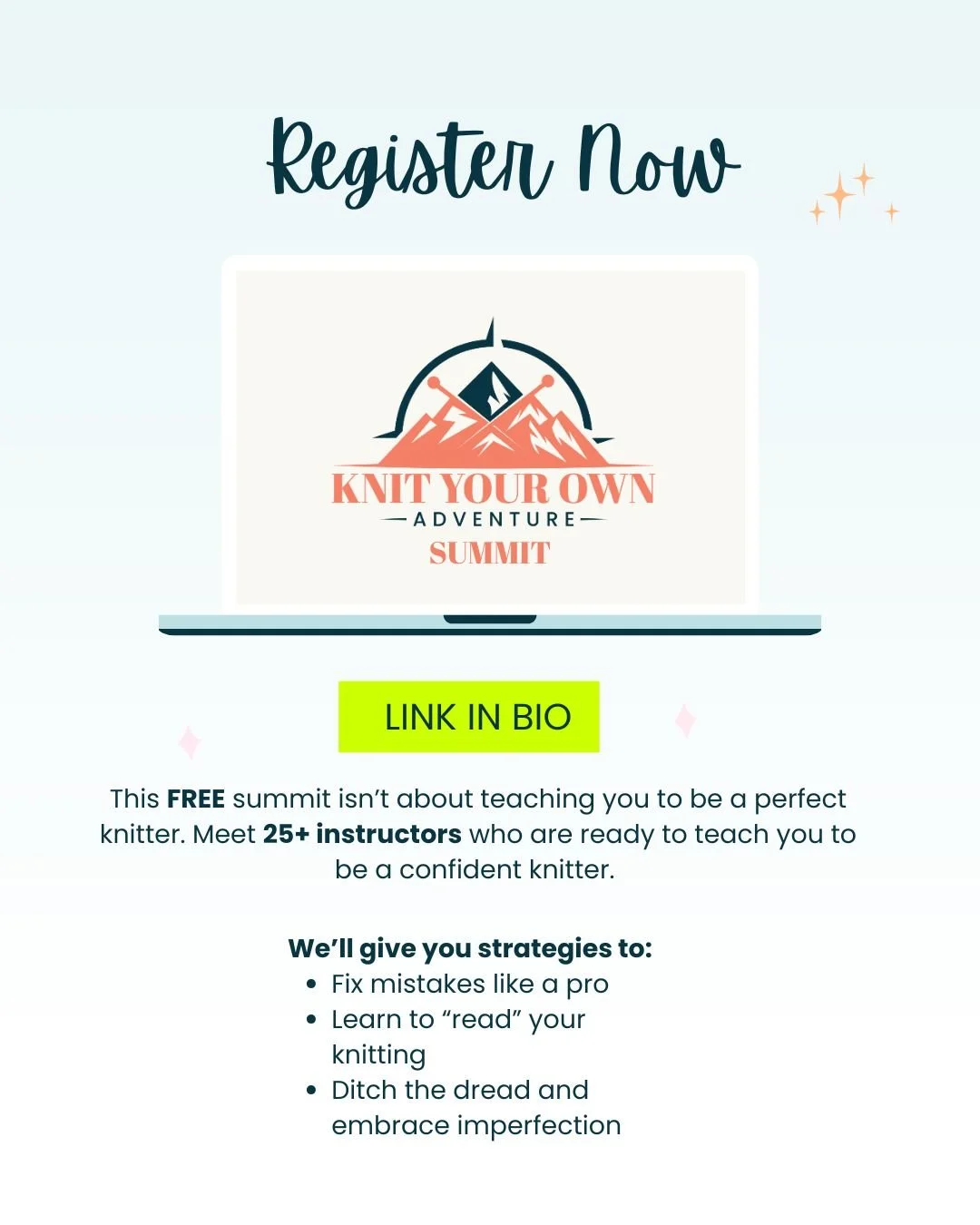 Hey Fiber Folk! Once again, I'm teaching at this year's Knit your own Adventure Summit! The whole shebang starts tomorrow and my presentation on charts goes live on Wednesday (I'm REALLY excited to bring this to you!!). Link to register is in my bio!