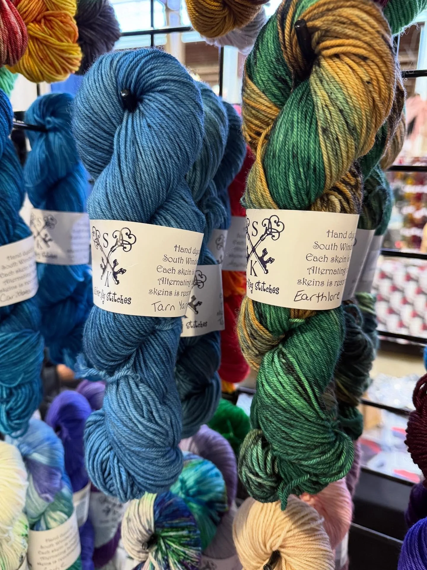 Day two of @nefiberfestival is here!  My two newest colorways, Tarn Yarn and Earthlore are in stock, as are sock sets!  Don&rsquo;t forget the fun Photo Booth (with props) and stickers with purchase!  Here until 3! #fiberfestival #ffne #yarn #earthlo
