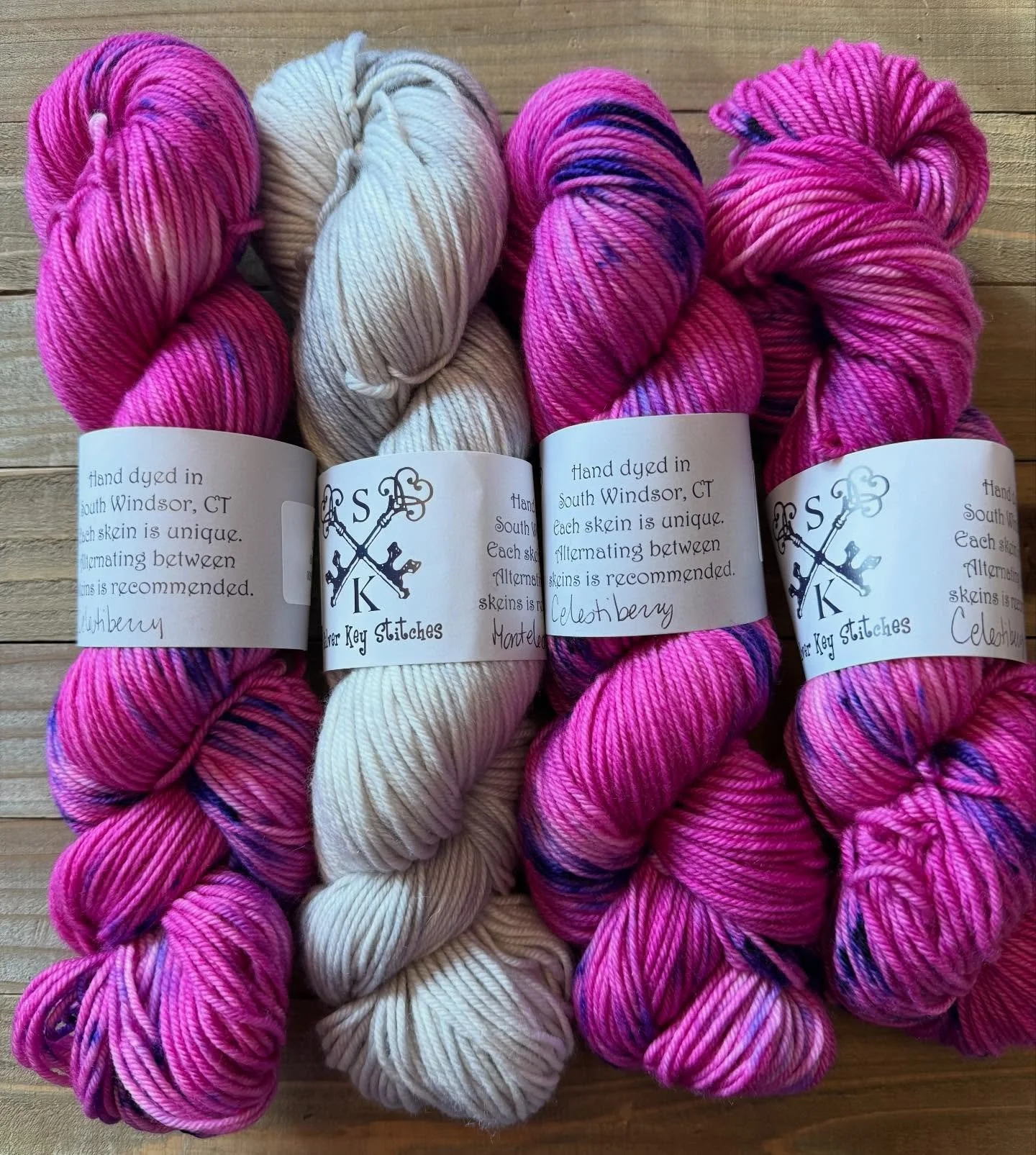 Once again, I love seeing the color combos you all come up with!  Monteleone White and Celestiberry is just gorgeous. This is headed out to someone tomorrow!  #monteleone #celestiberry #handdyedyarns