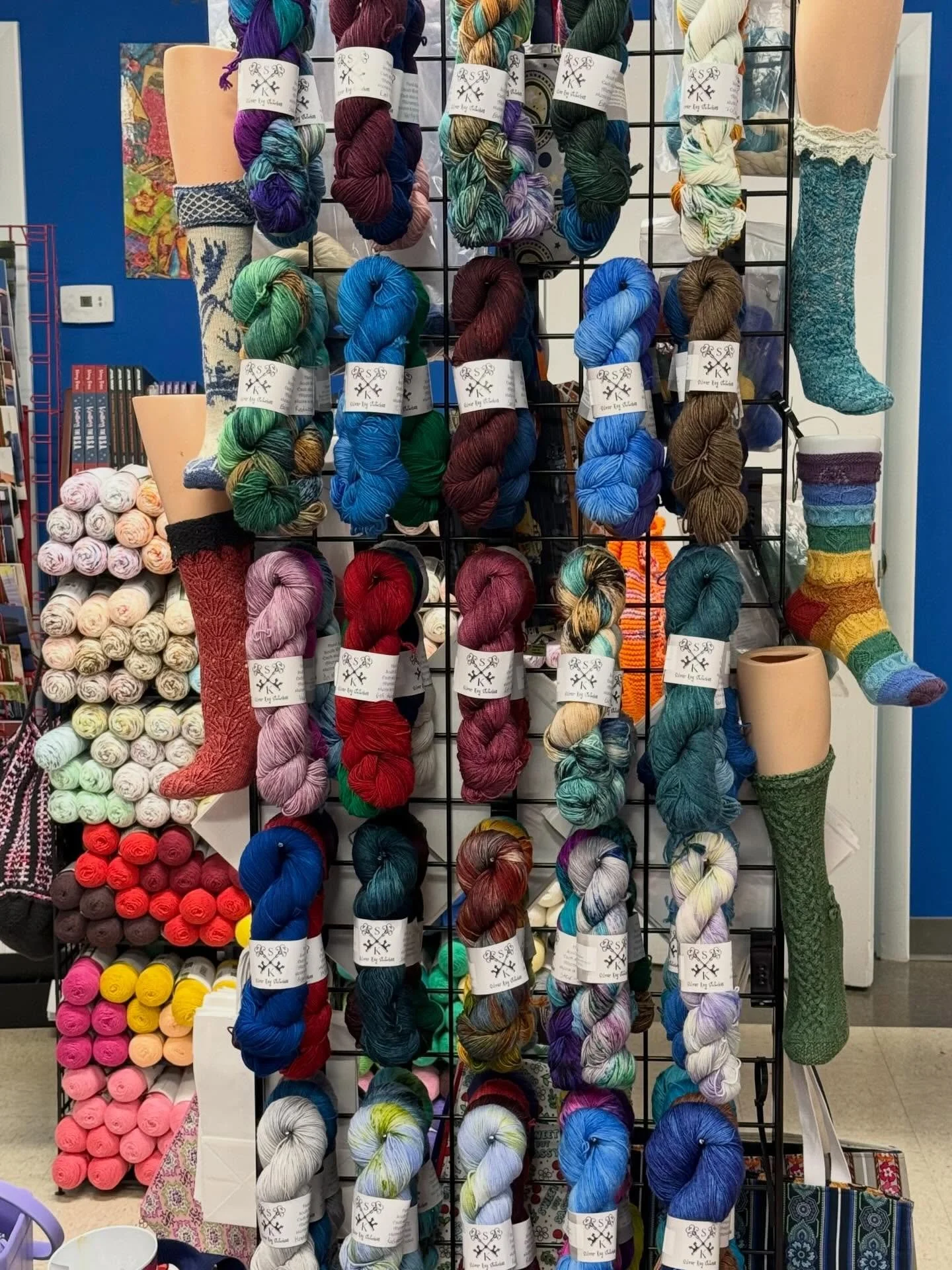 It&rsquo;s a Yarn Party at @eweandyoufiberarts4life with @dyeingwishesyarnco!  Tsocks and yarn and bags and more!  Here until 3!!!
