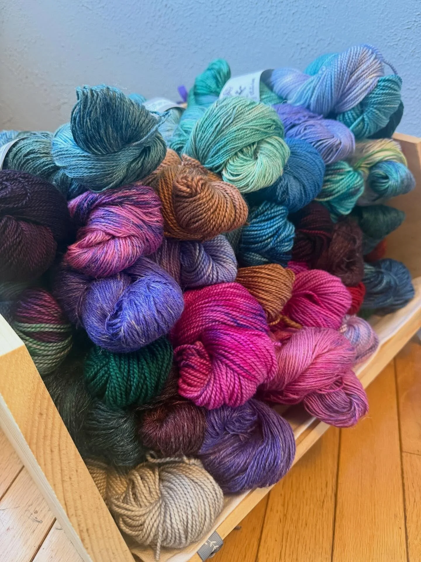 In the home stretch for @newenglandfarmandfiber on Saturday!!! I&rsquo;m bringing THREE show exclusive bases with me&mdash;Luna, which is an 80/20 Merino/Silk blend, Glow, a Baby Alpaca/Merino/Silk blend and Nimbus is also coming back (a fingering Ba