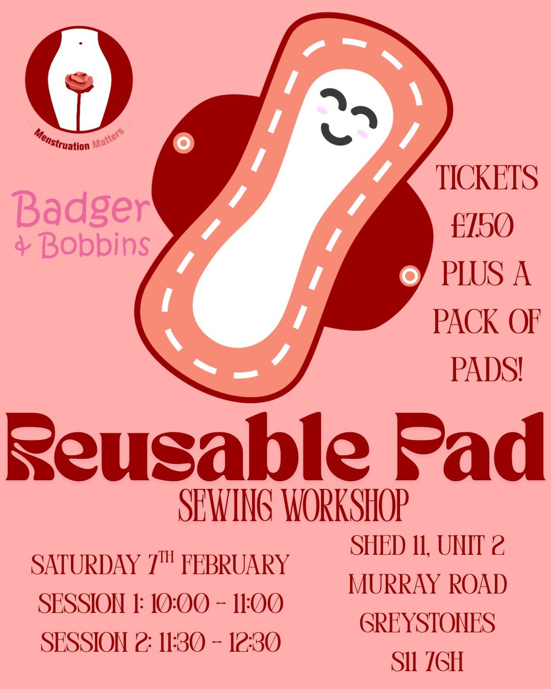 Sewing with purpose ✂️💛

On Saturday 7th February, I&rsquo;m hosting a Reusable Pad Making Workshop in collaboration with @menstruationmatters.uk I am so excited!

Menstruation Matters is a Sheffield-based charity supporting those in our community w