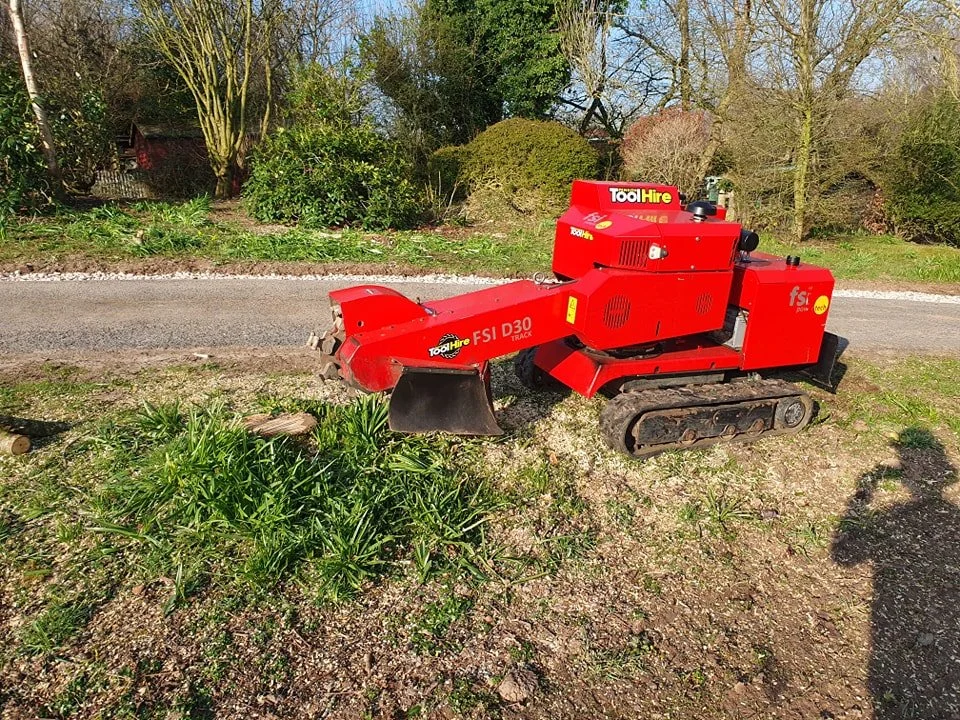 Penrith tool hires tracked stump grinder used to remove the stumps.