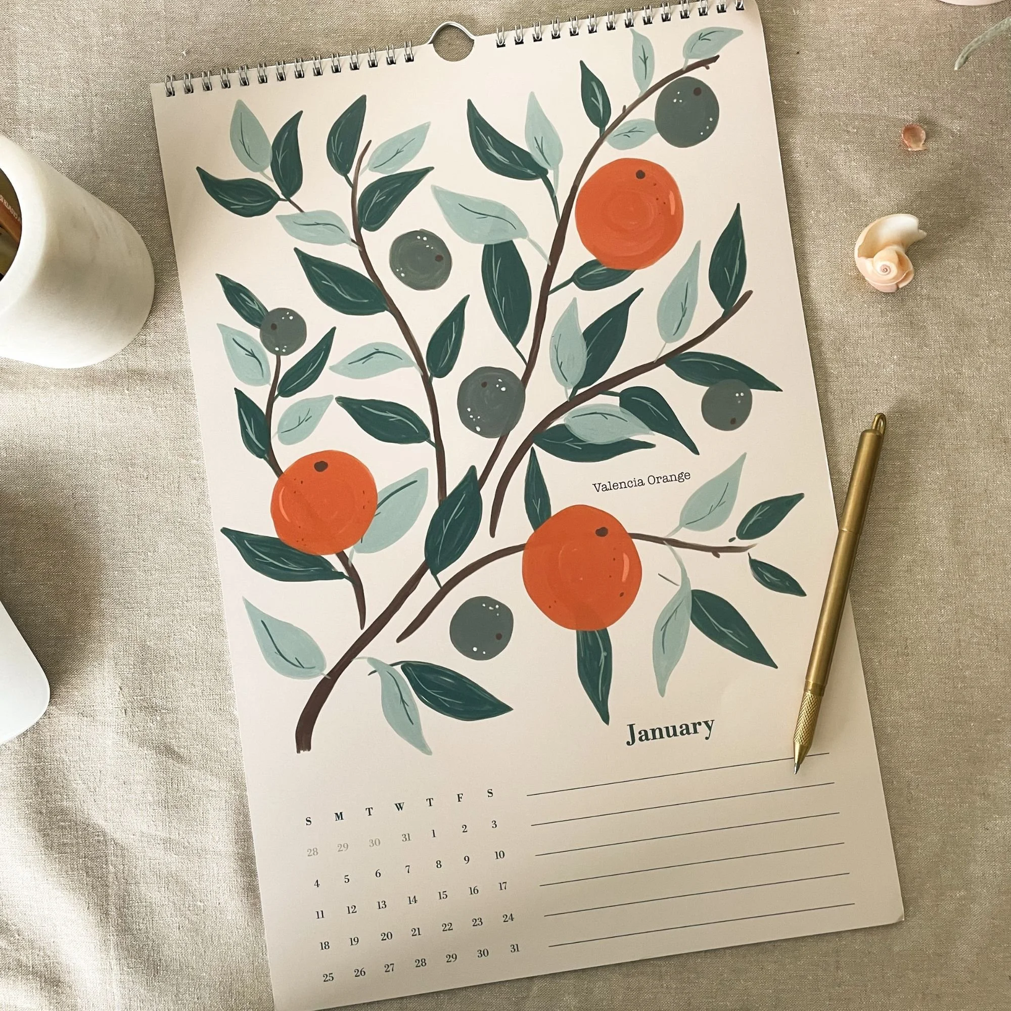 Tropical Florida 2026 wall calendar January valencia oranges.jpg