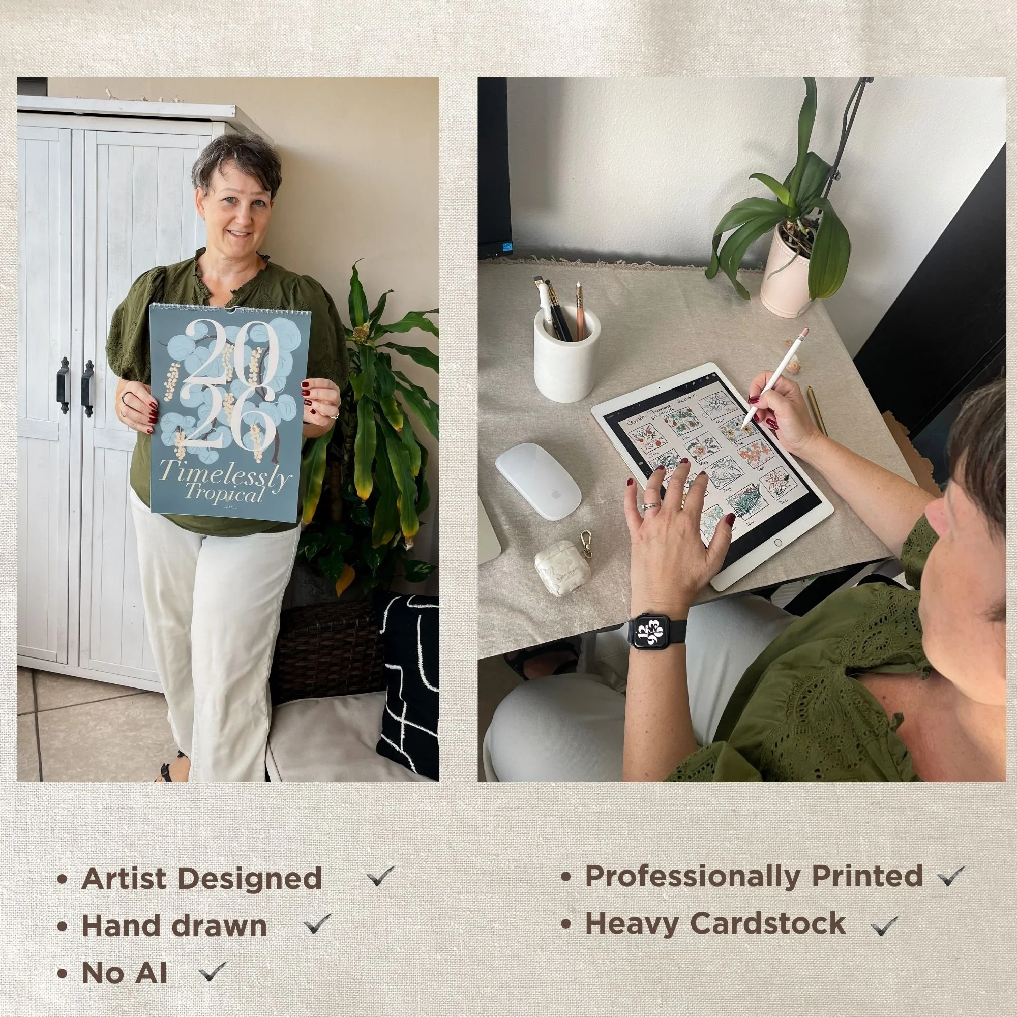 Leah Farquharson designing and holding the calendar.jpg