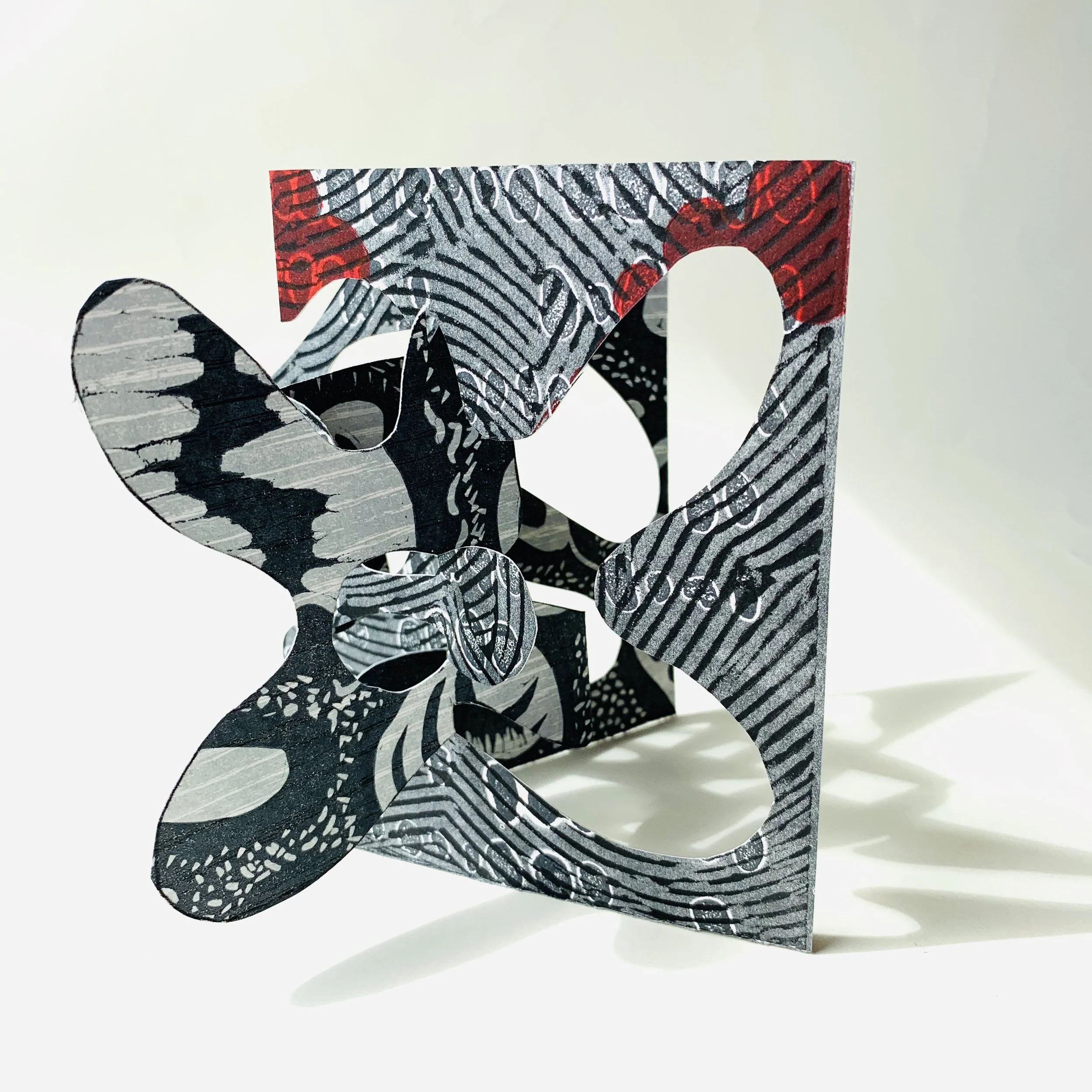 Pandemic Popup. 2020. Linocut, popup structure.