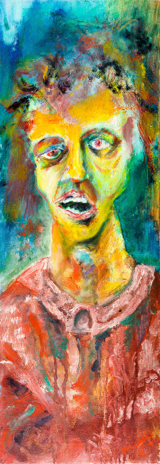    Self Portrait (Burning Shaman)    Oil on Linen  |  32.5 x 11.5 inches  |  1979  |  $2,000 