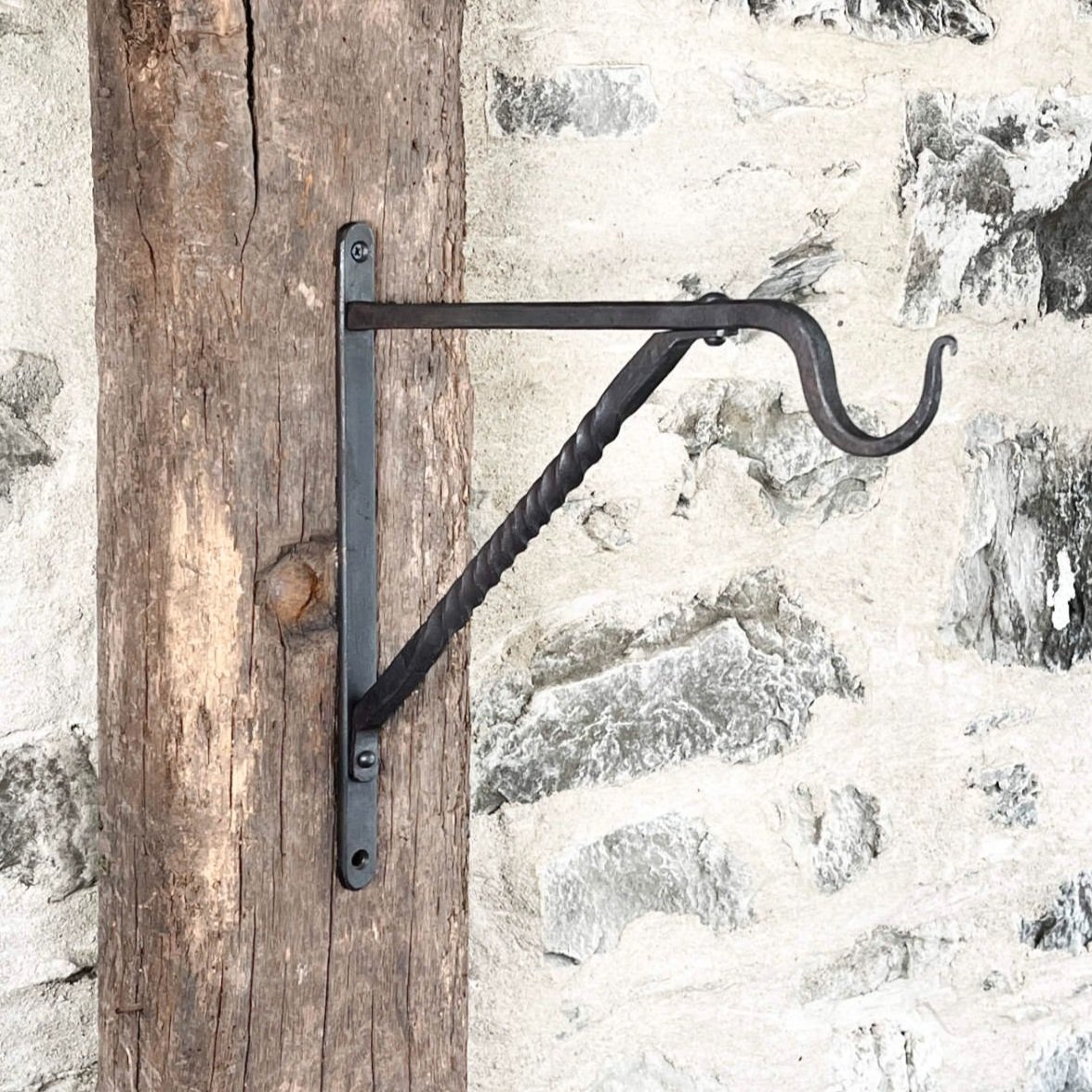 handmade forged blacksmith plant hanger hook with twist design