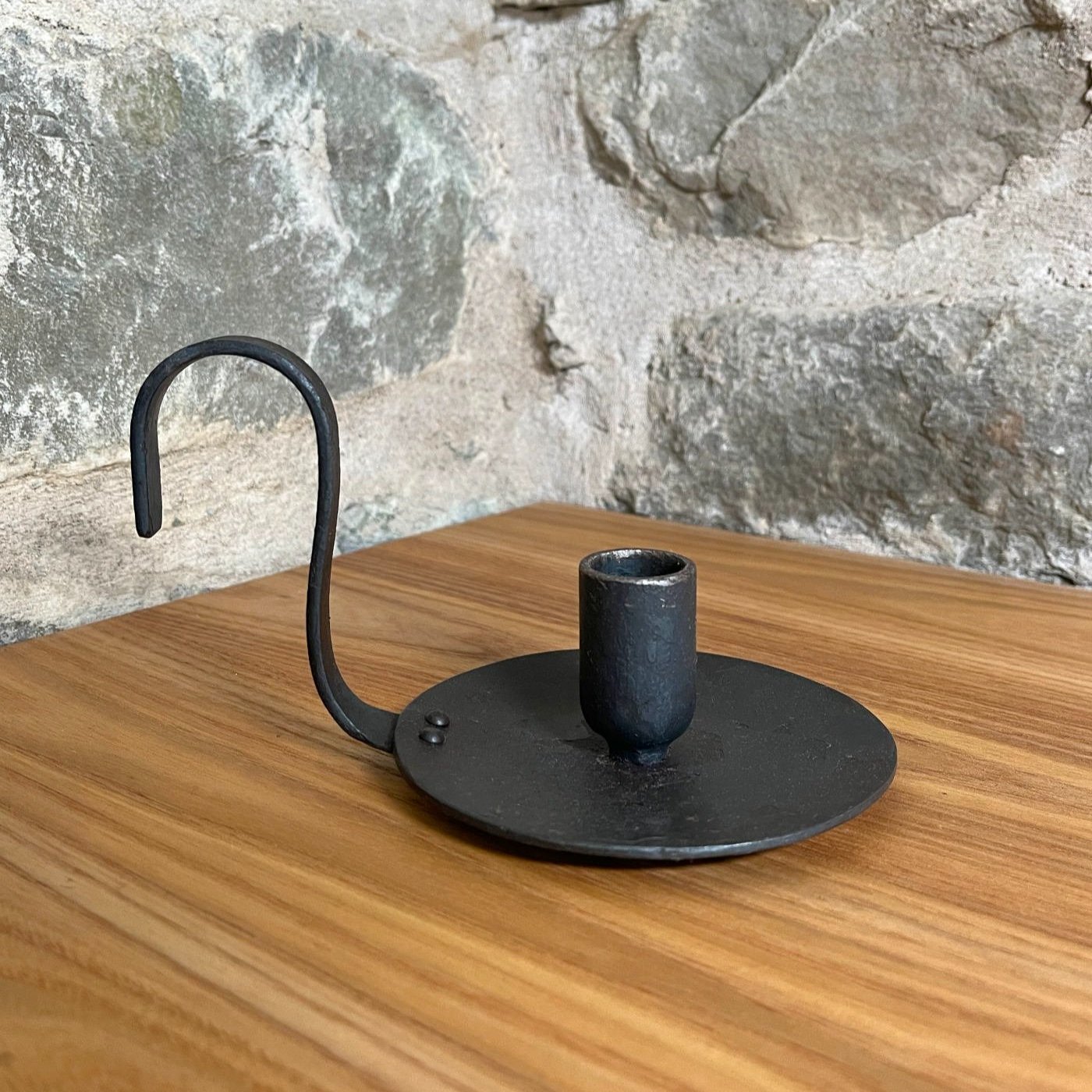 handmade blacksmith forged traditional high handle taper candle holder
