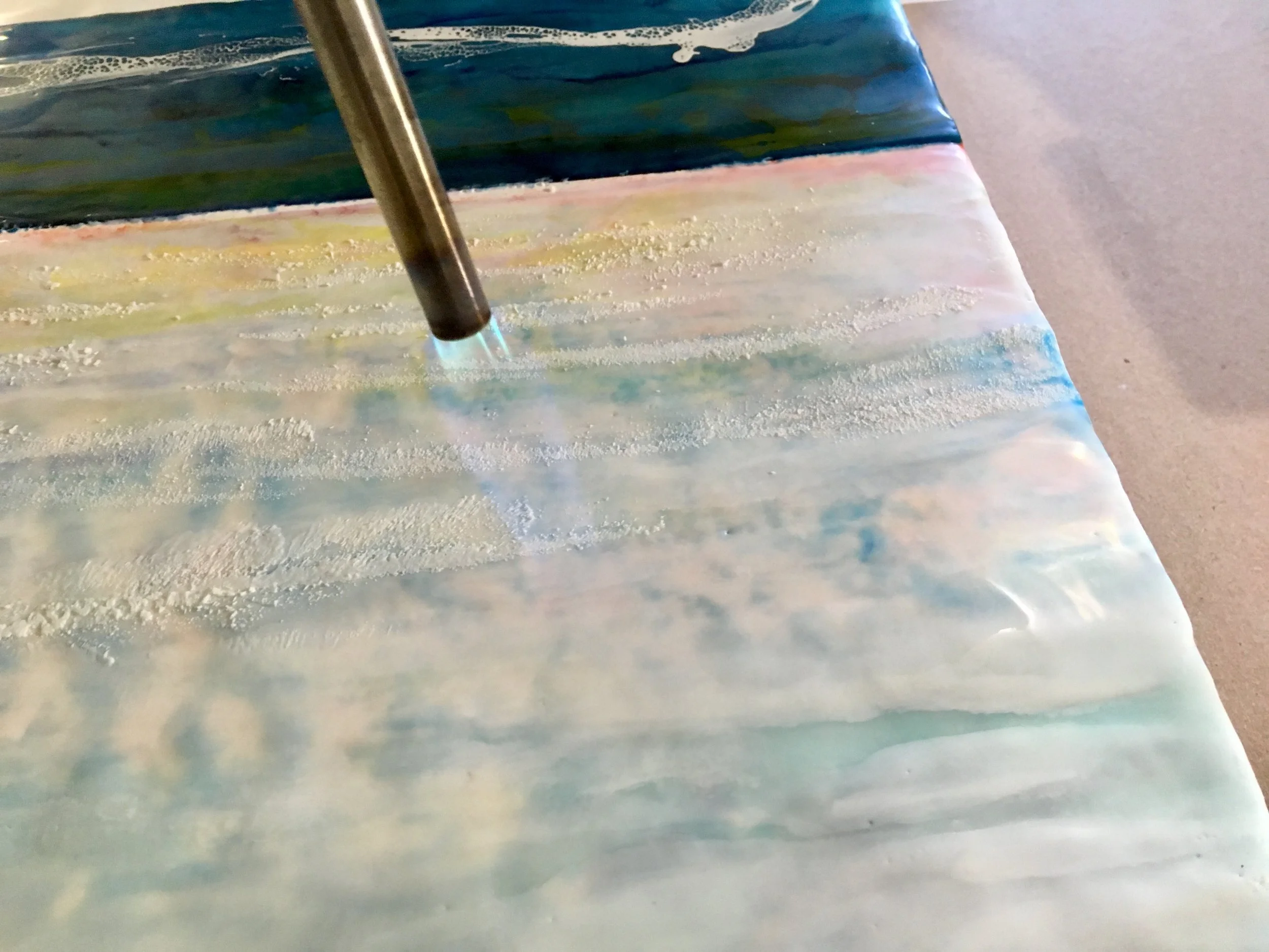 Encaustic painting in progress