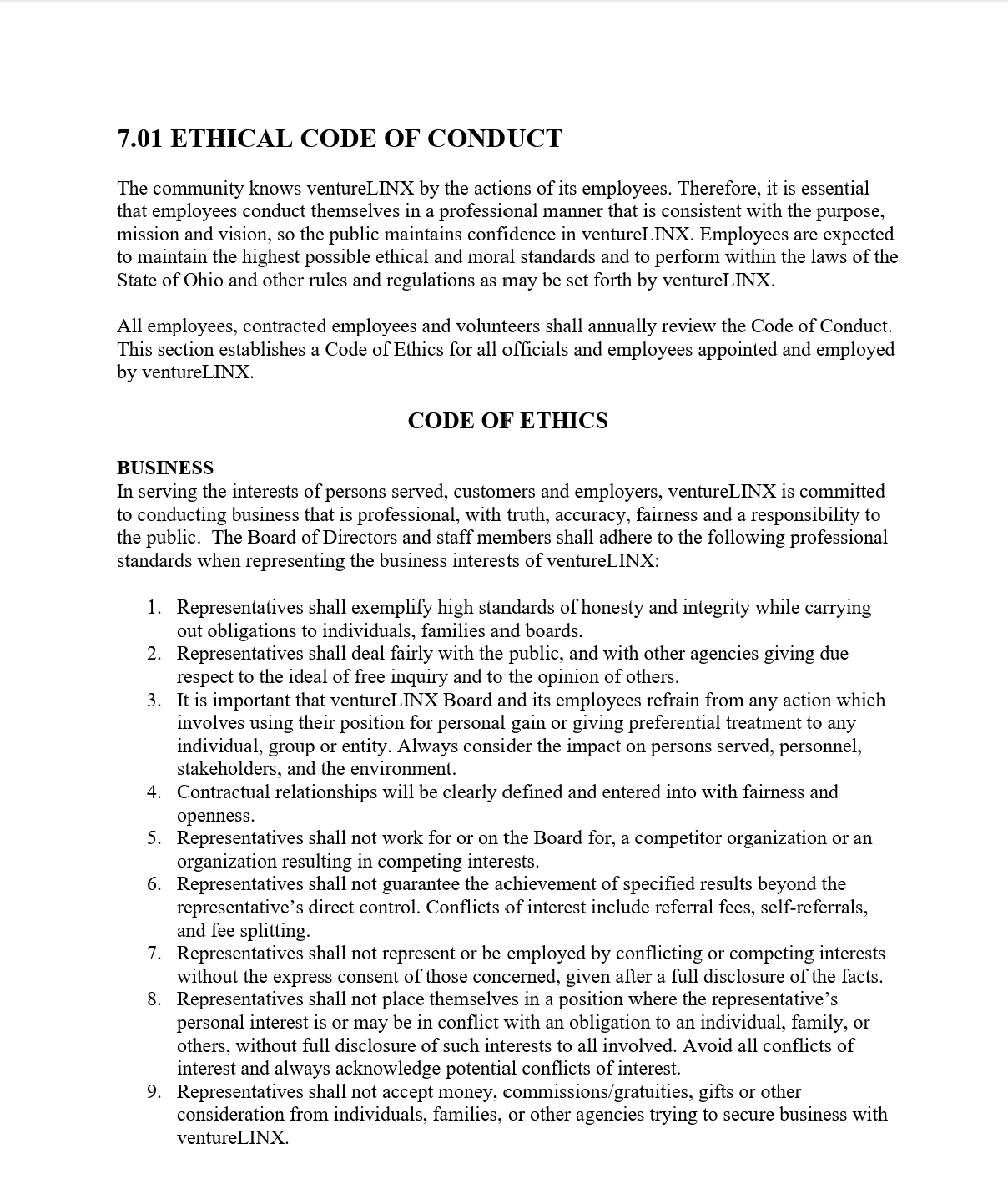 Code of Ethics