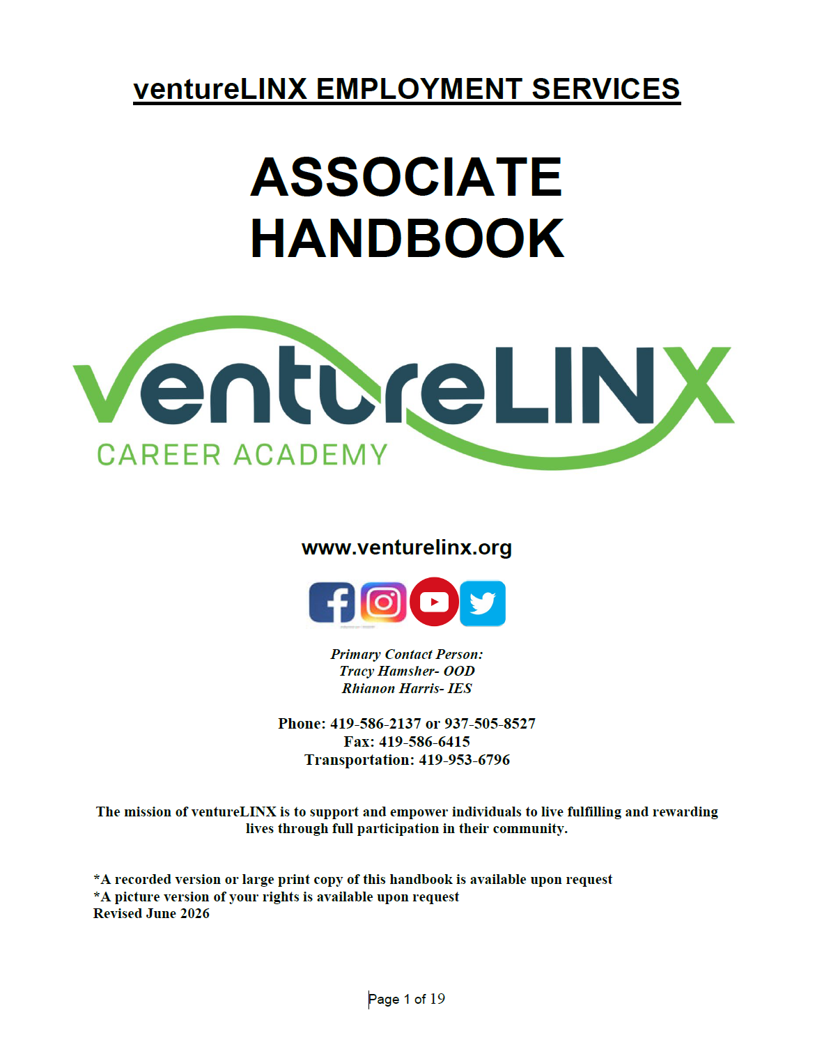 Associate Handbook- Employment Services