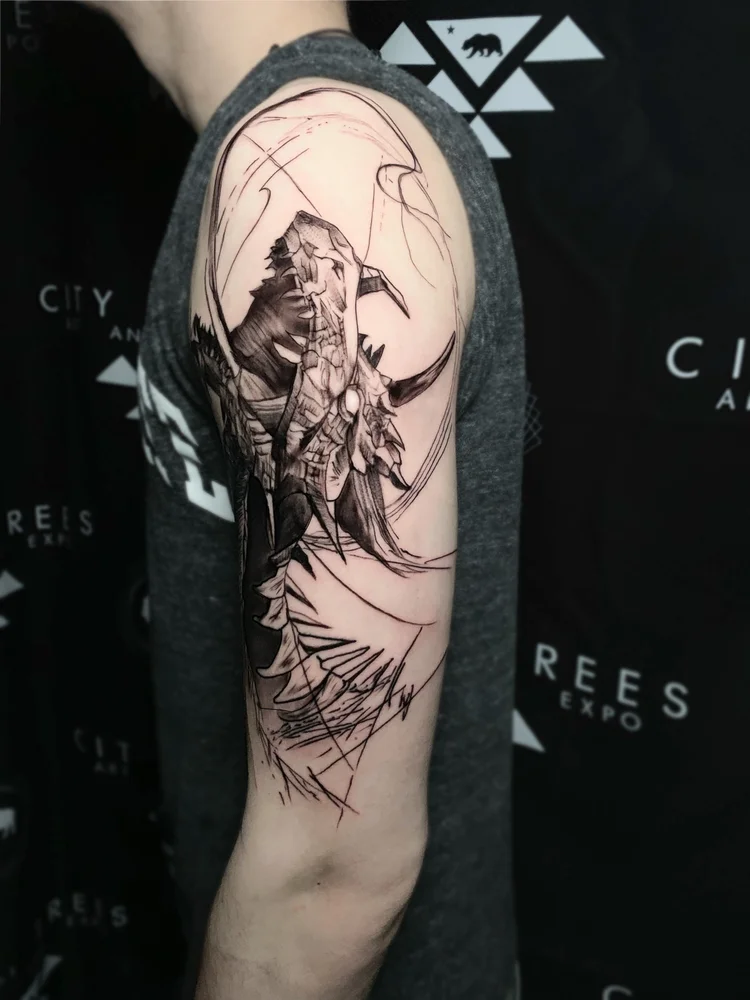Black and Gray Tattoo by Saul Gutierrez