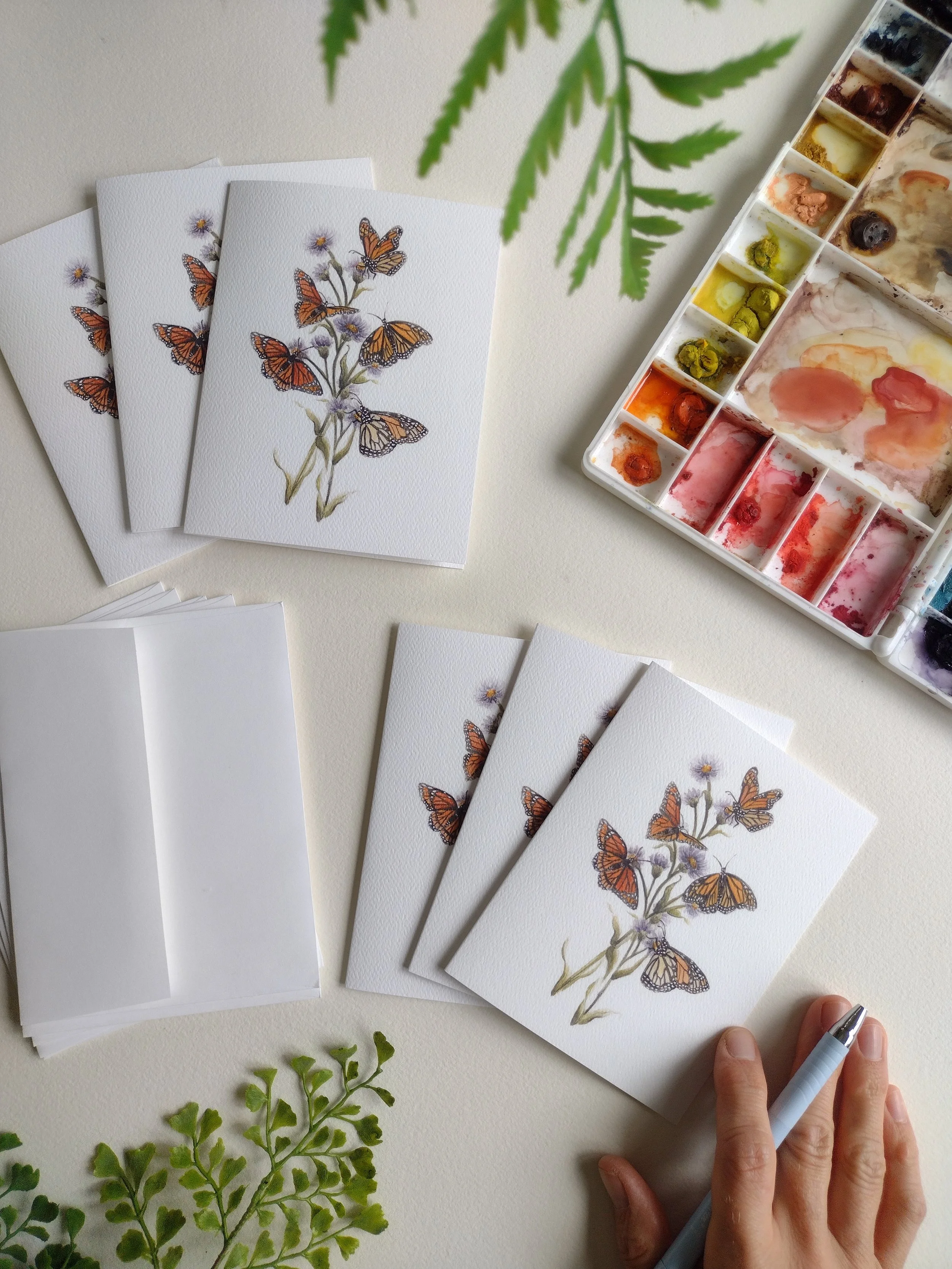 Monarchs with Purple Aster Fold-over Cards