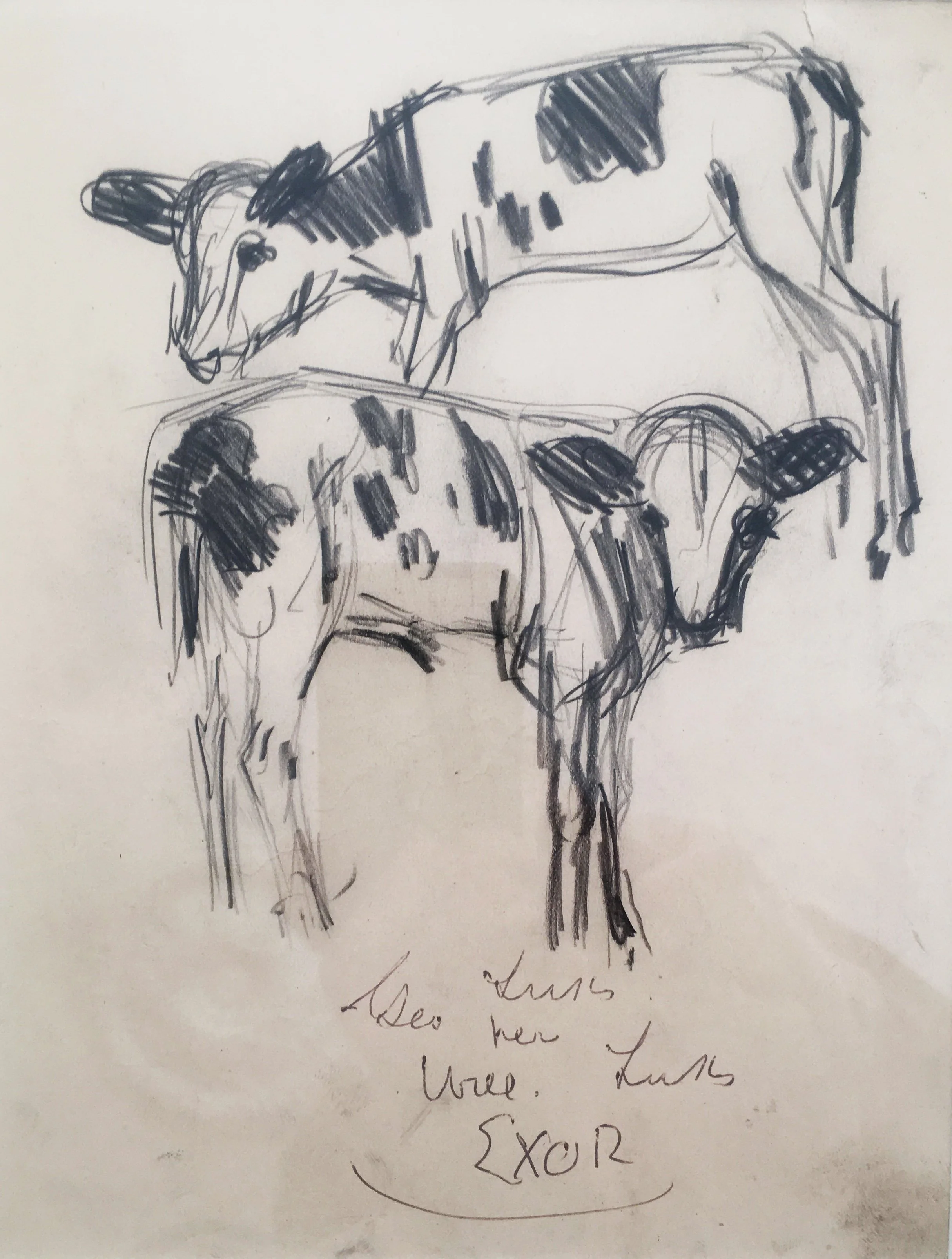 George Luks:  Sketch of Two Calves
