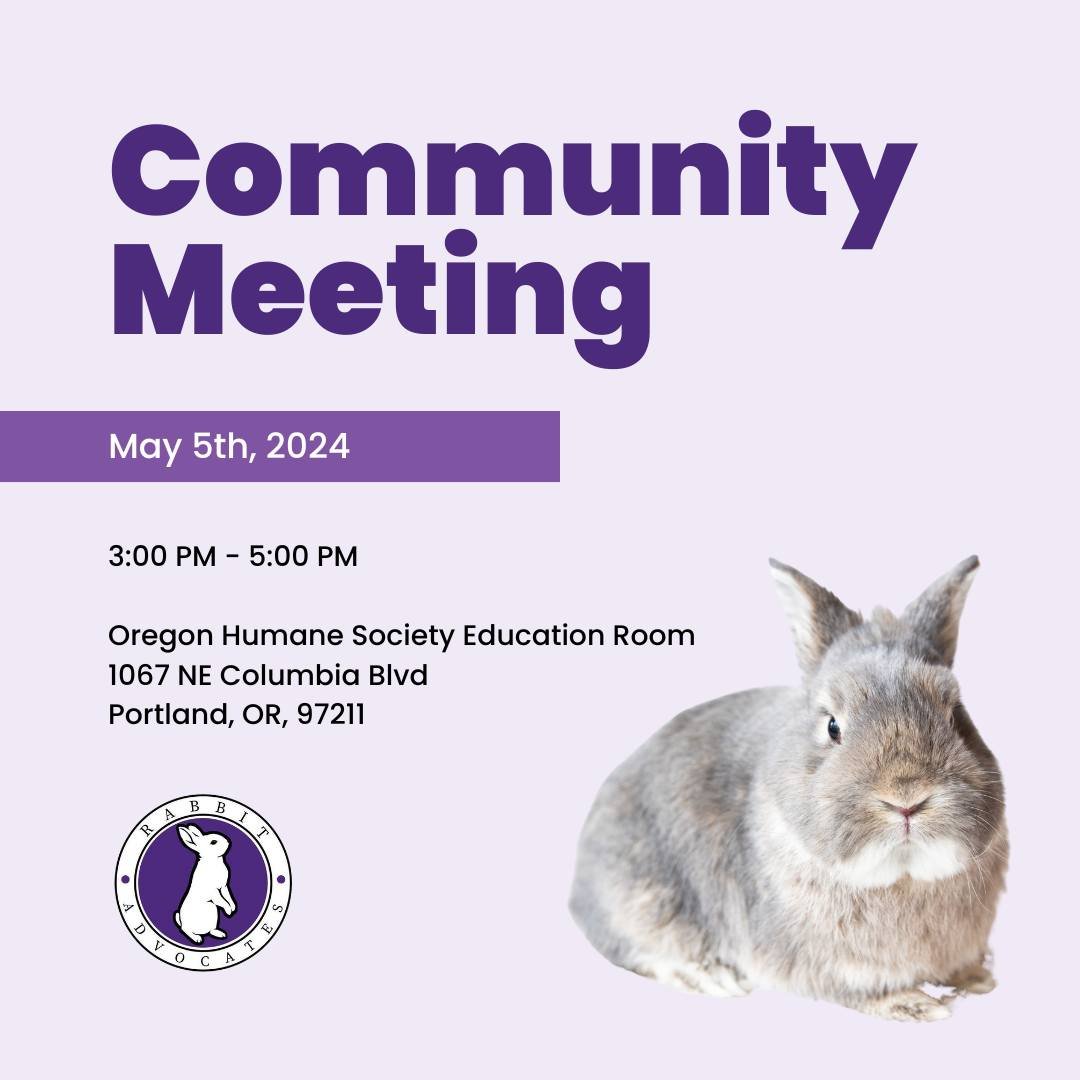 Join us for a Rabbit Advocates Community Meeting with fun and games, light refreshments, as well as a Vet Q&amp;A with Dr. Rowley from @eastpadden. 

Come and meet us, and each other! This is an informal open discussion where you can learn more about