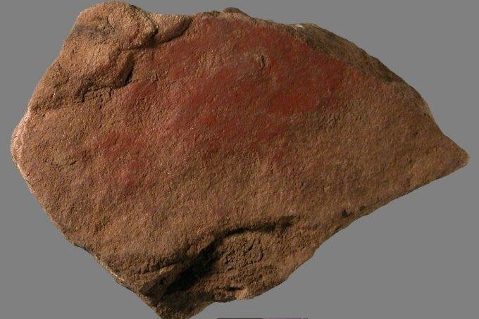 Casein and Ochre mixture found on 49,000 year old rock