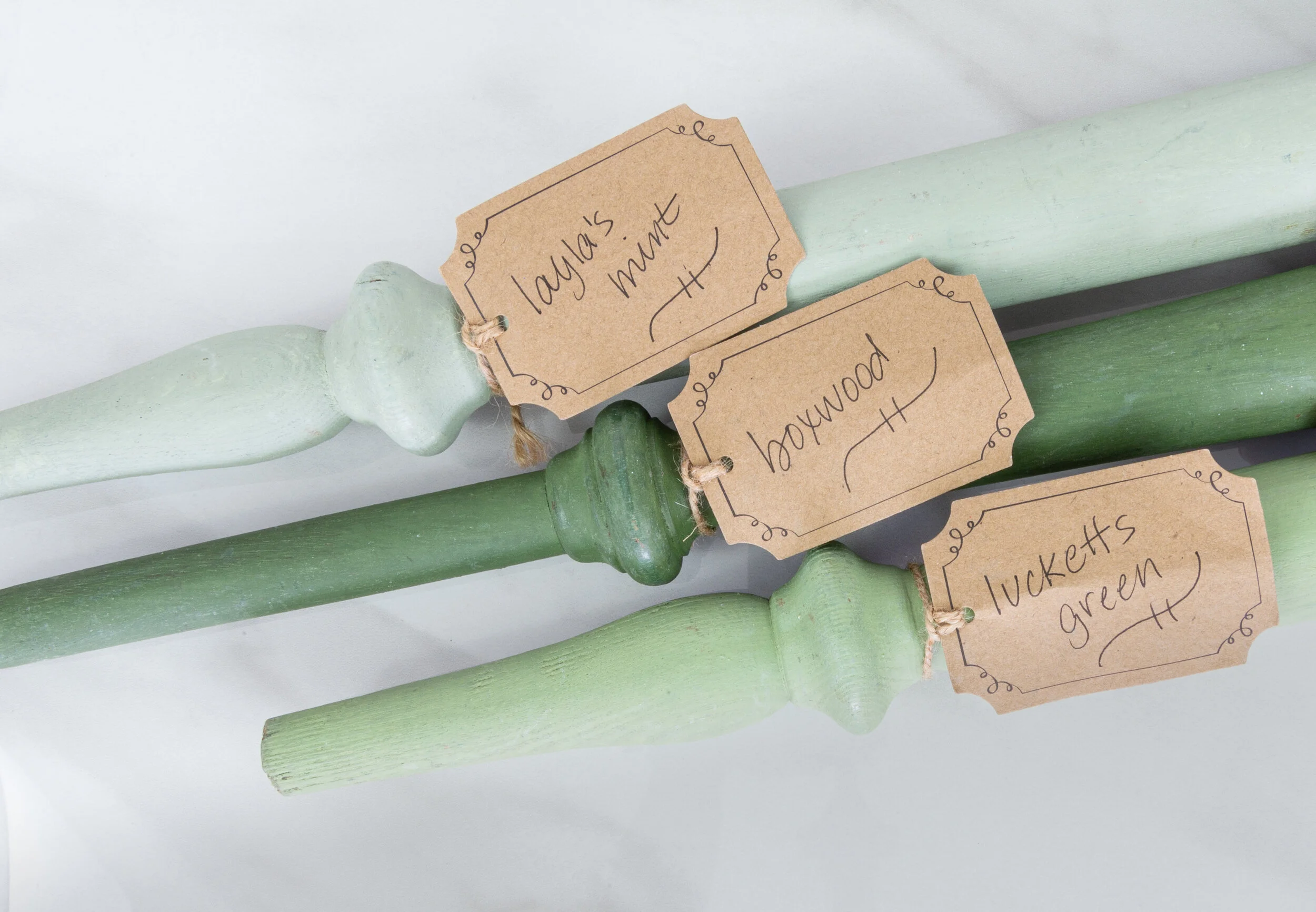 Lucketts Green, Boxwood and Layla’s Mint by Miss Mustard Seed’s® Milk Paint