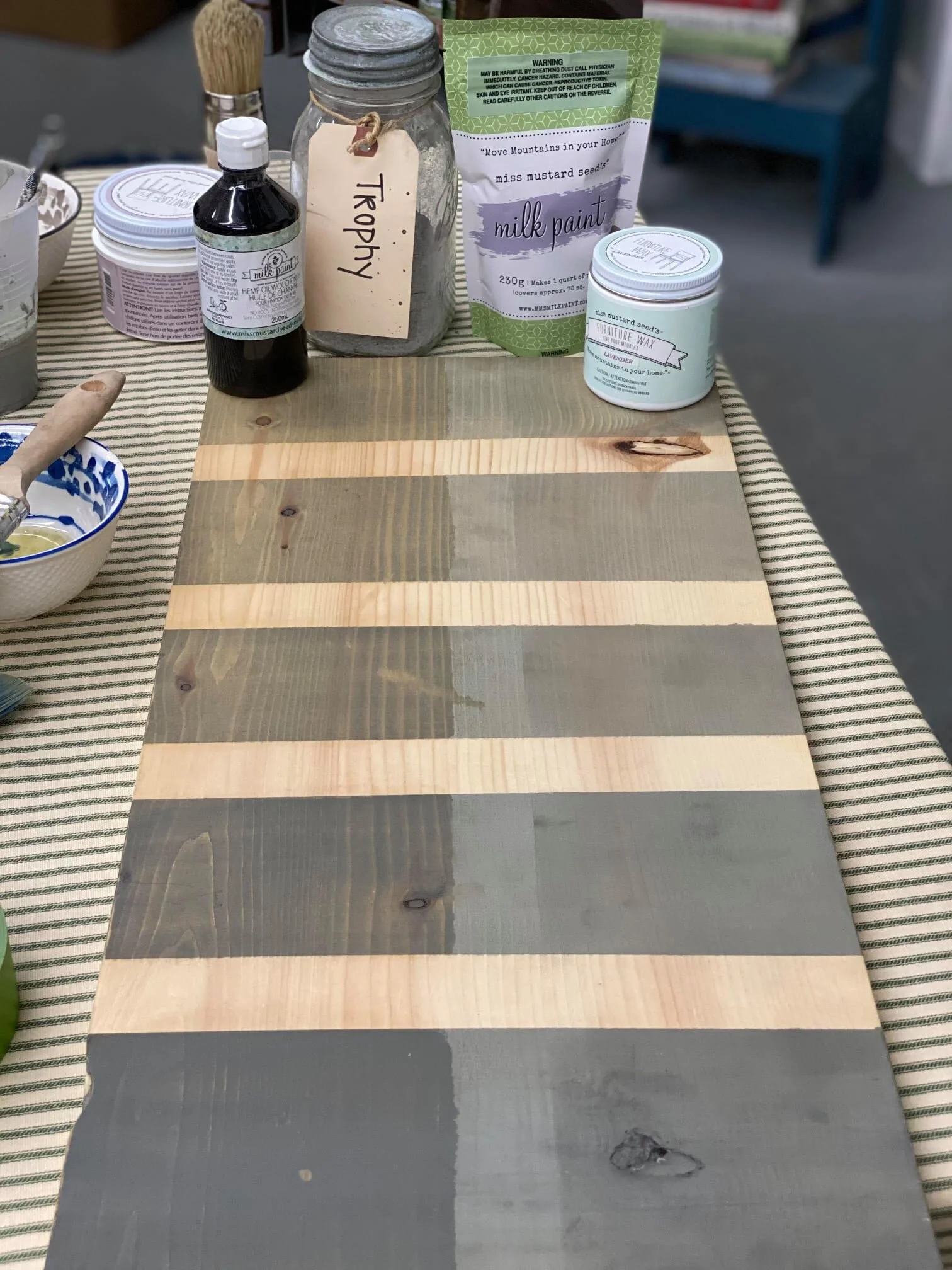 Using Trophy by Miss Mustard Seed’s Milk Paint as a stain