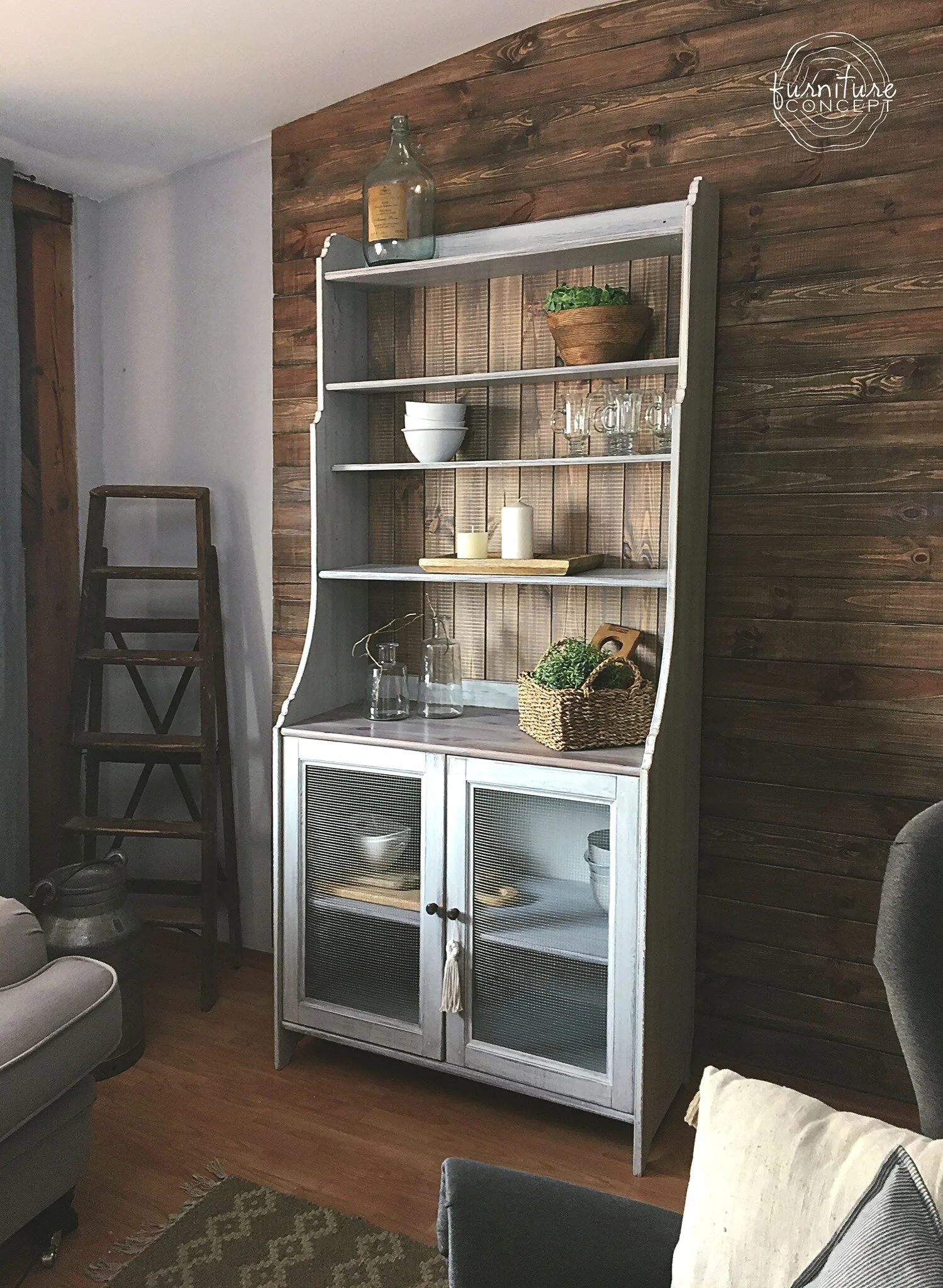 IKEA cupboard refinished in Marzipan, Curio and White Wax by Miss Mustard Seed’s® Milk Paint